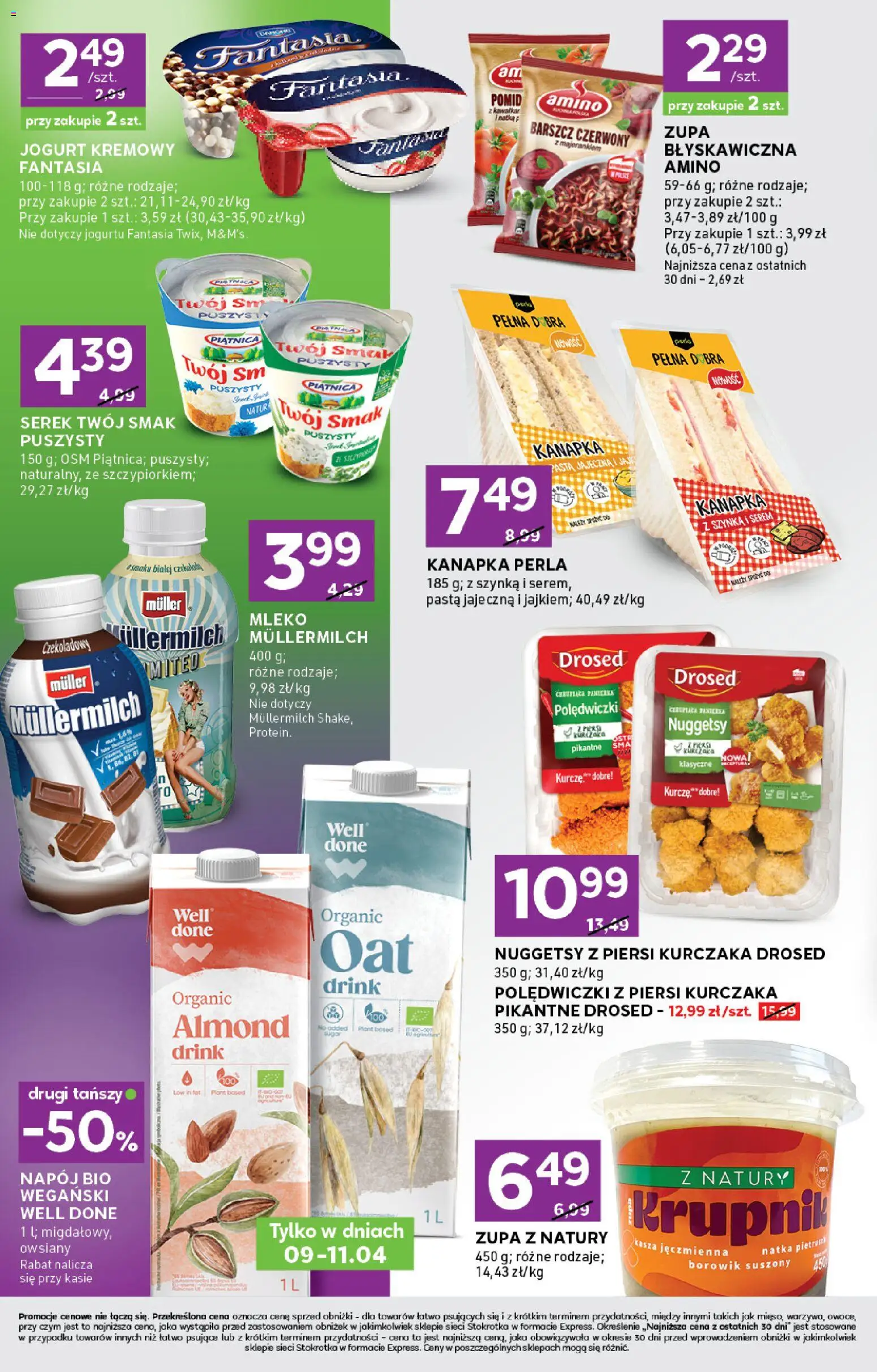 Stokrotka gazetka - Express od 09.04.2026 | Strona: 4 | Produkty: Barszcz, Kasza, Piersi, Mleko