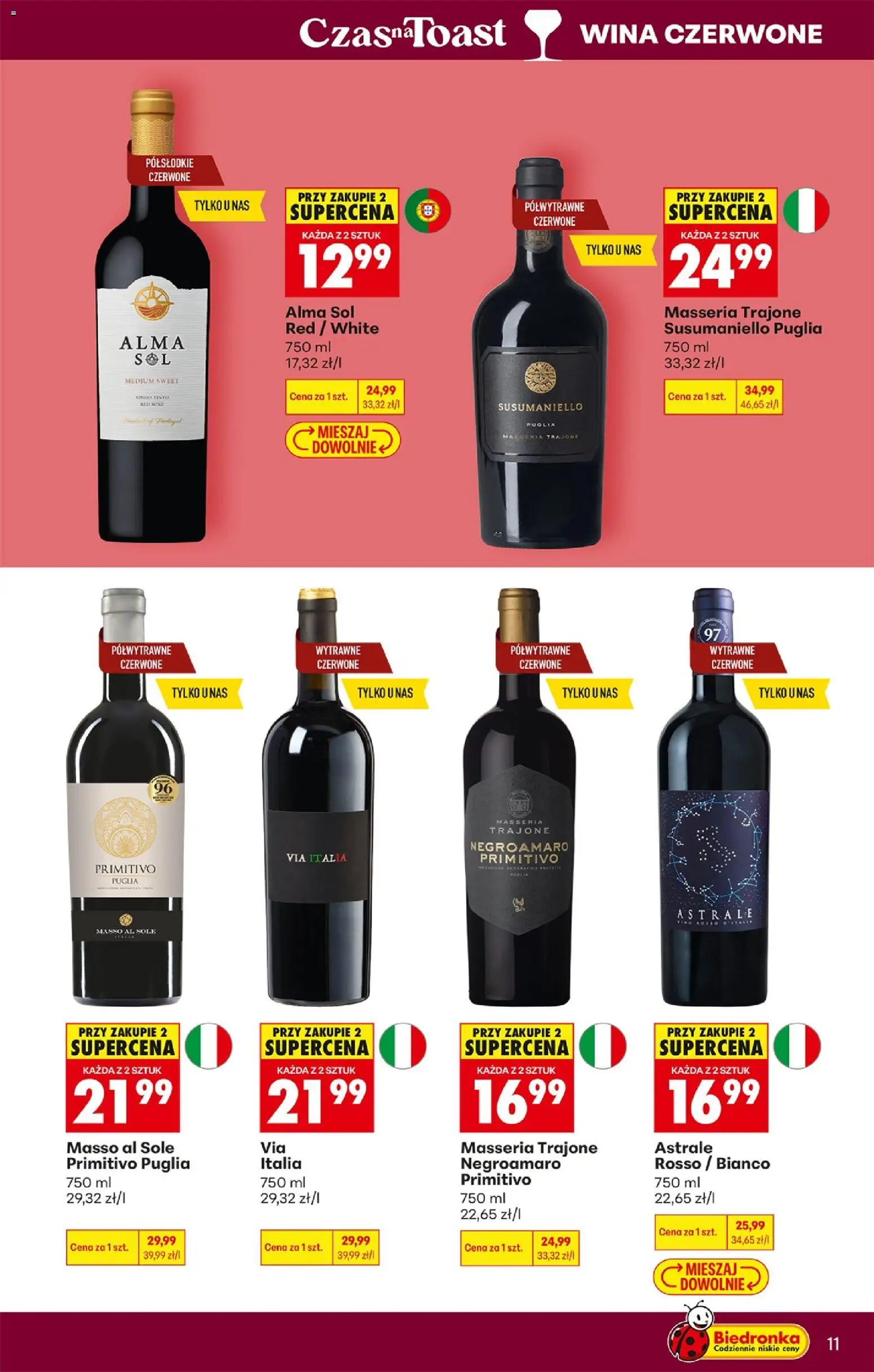 Biedronka Polsko leták - Czas na toast od 04.05.2026 | Strana: 11 | Produkty: Primitivo Puglia, Primitivo