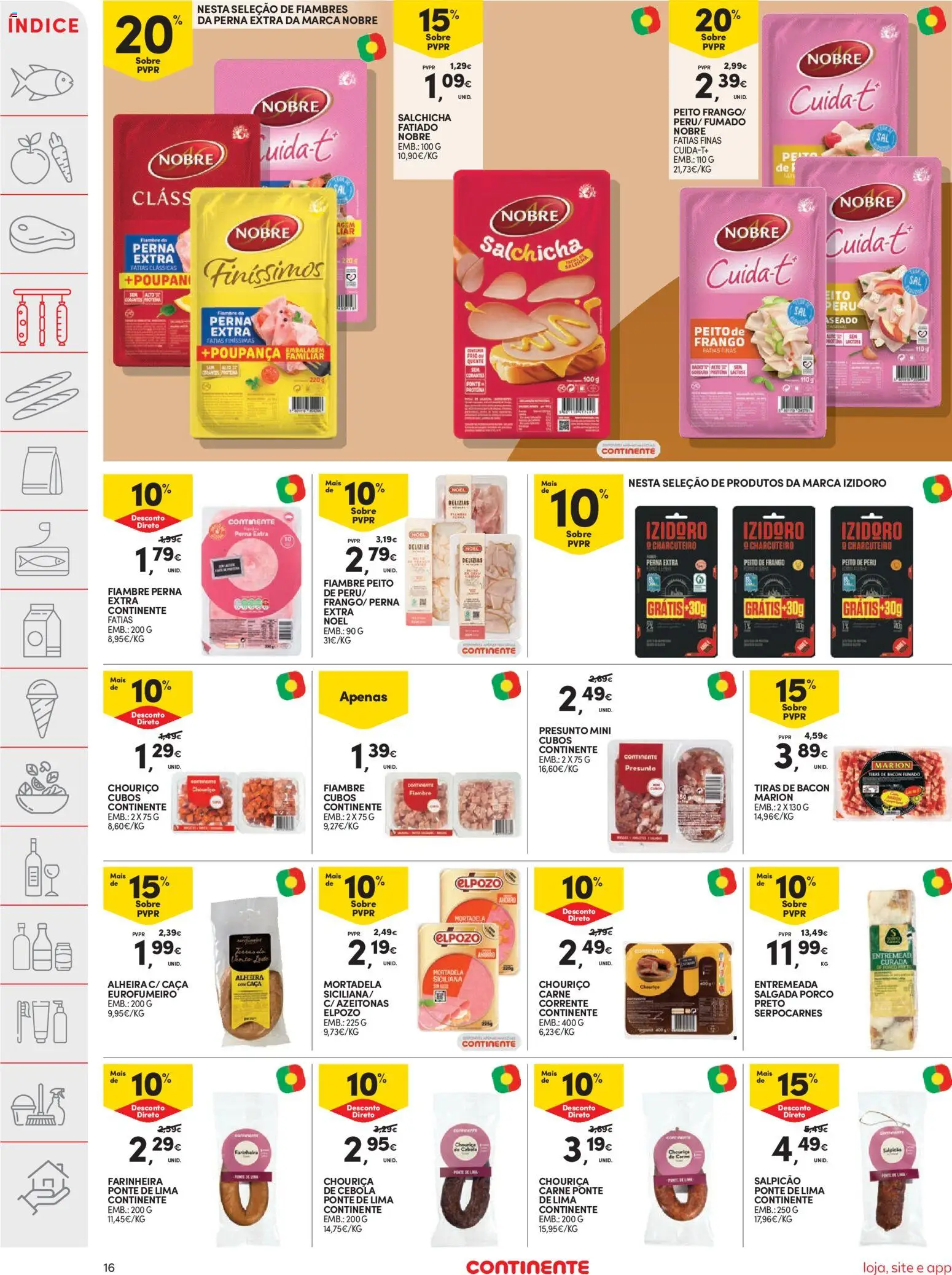 Continente folheto │ válido de 18/08/2026 | Página: 16 | Produtos: Peito de frango, Salpicão, Cebola, Alheira