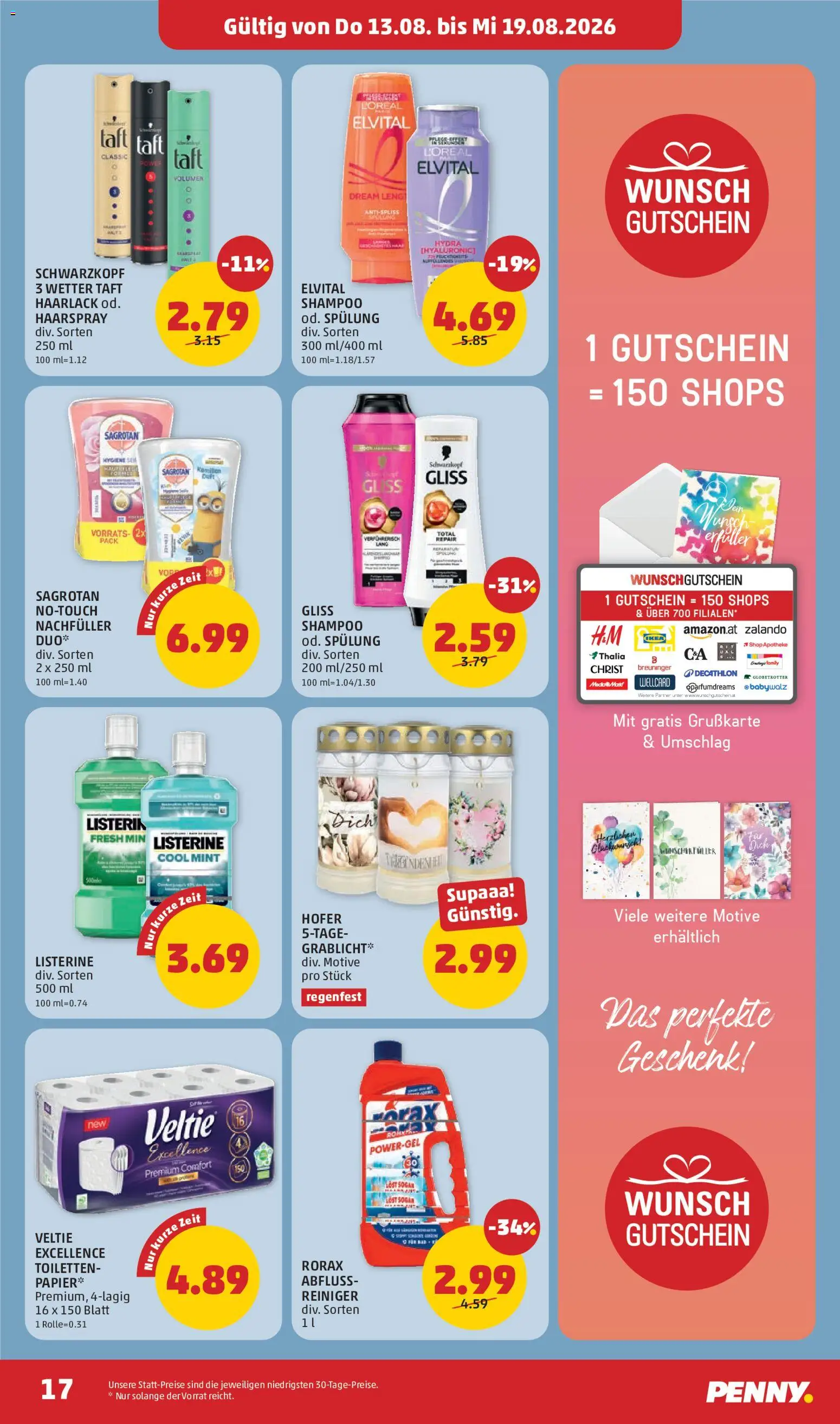 Penny Markt - Flugblatt gültig ab 13.08.2026 | Seite: 17 | Produkte: Duft, Shampoo, Spülung, Haarspray