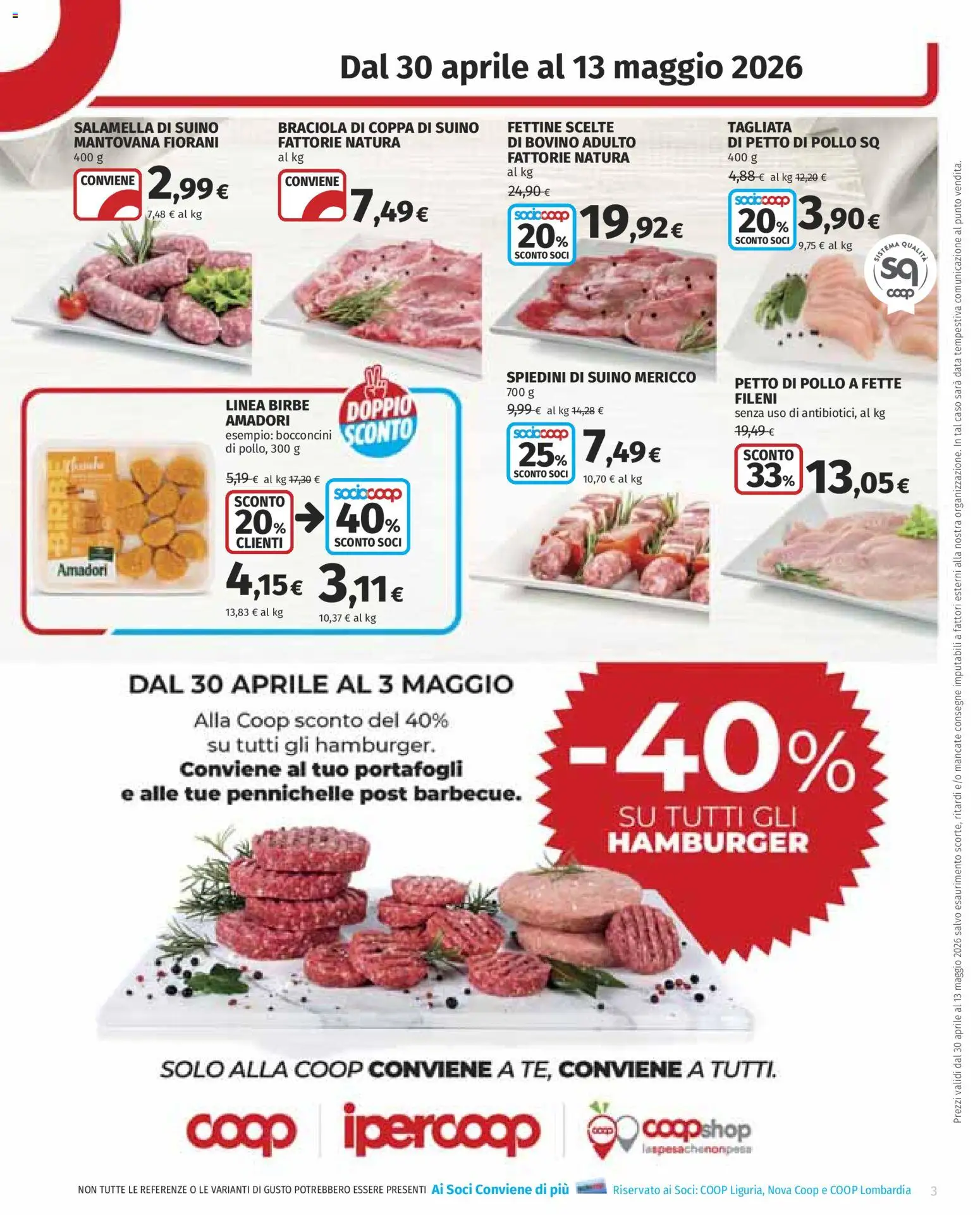 Volantino COOP del 30.04.2026 | Pagina: 3 | Prodotti: Bovino, Petto di Pollo, Suino, Data