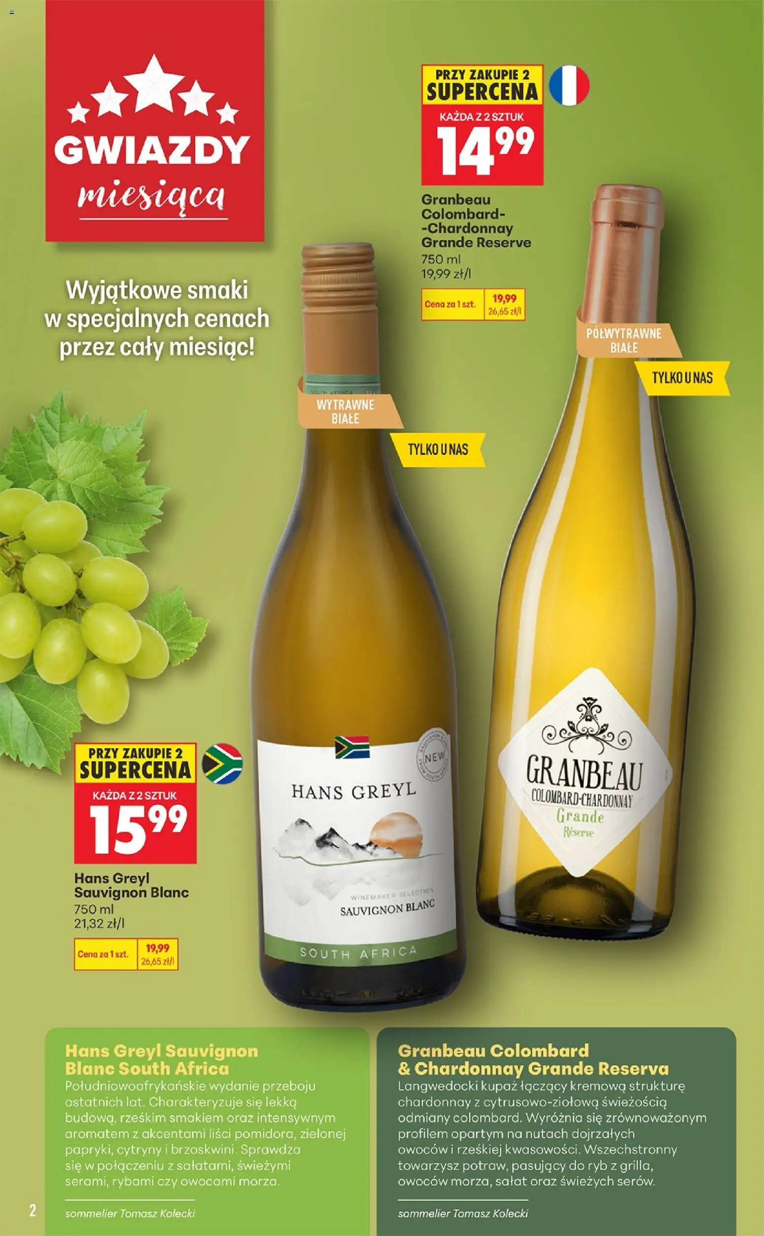 Biedronka gazetka - Czas na toast od 07.09.2026 | Strona: 2 | Produkty: Chardonnay, Cytryny, Sauvignon Blanc