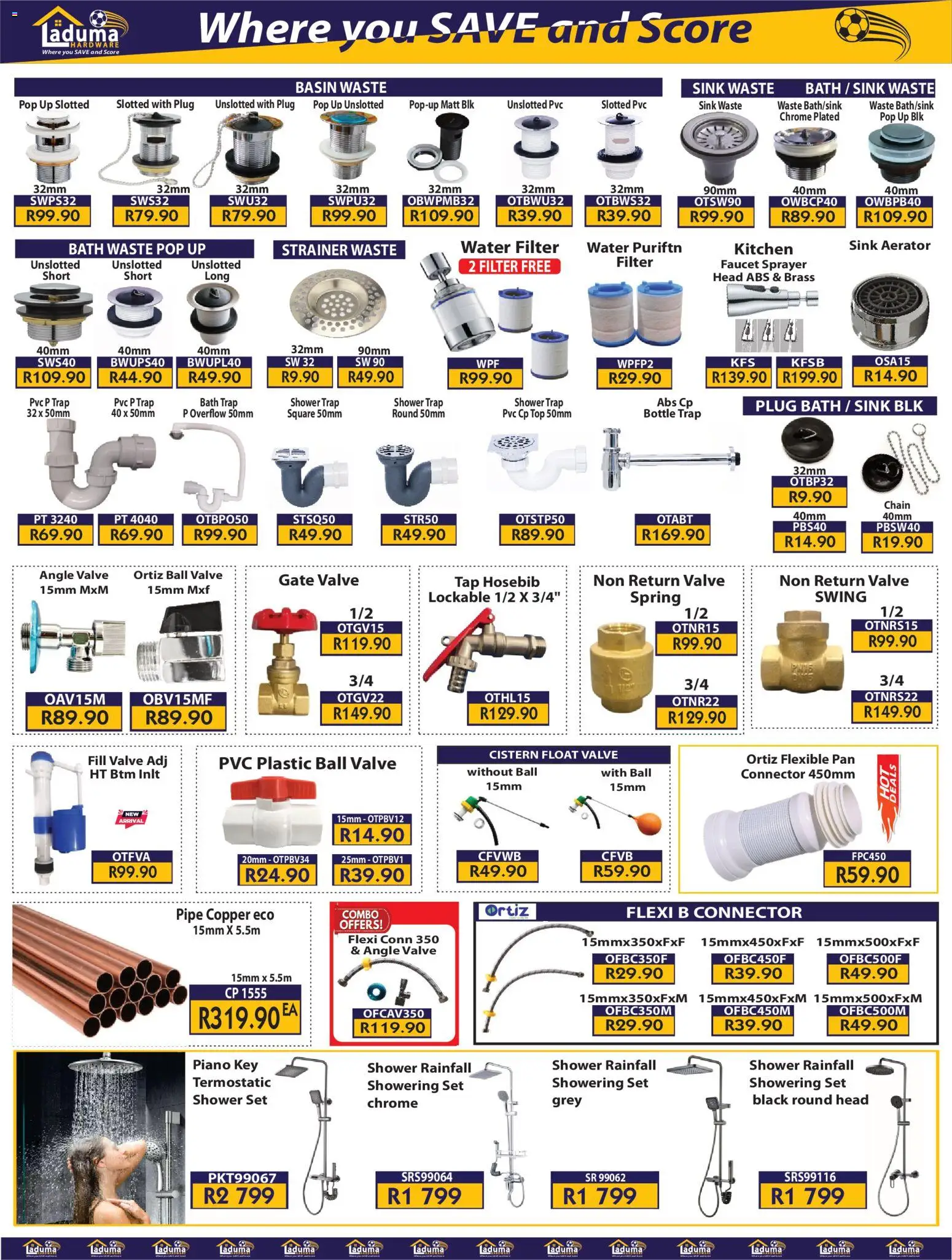 New Laduma Hardware catalogue – valid from 01.04.2026 | Page: 5 | Products: Shower, Basin, Tap, Shower set