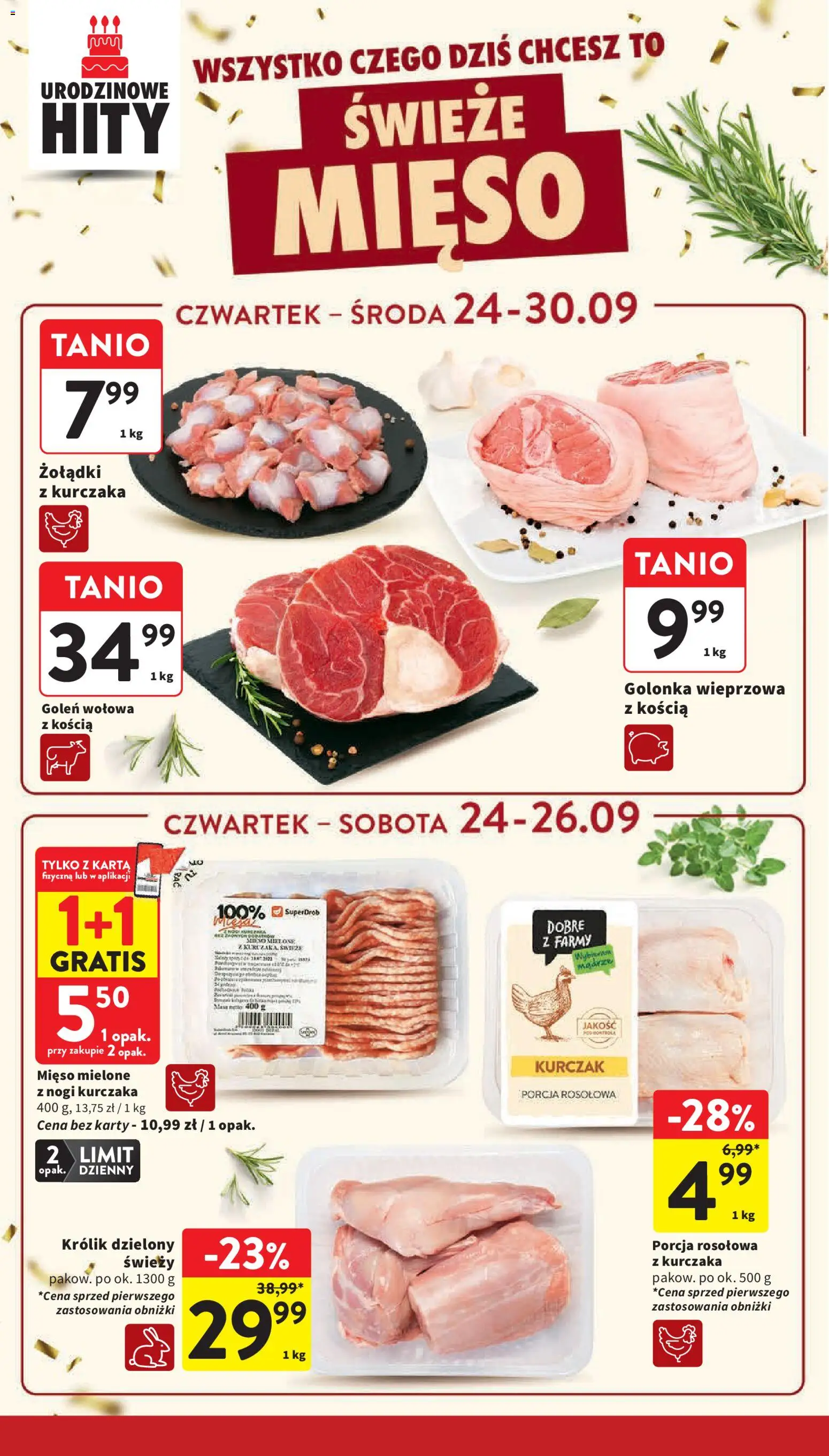 Intermarche gazetka od 24.09.2026 | Strona: 14 | Produkty: Golonka, Kurczak, Królik, Golonka wieprzowa