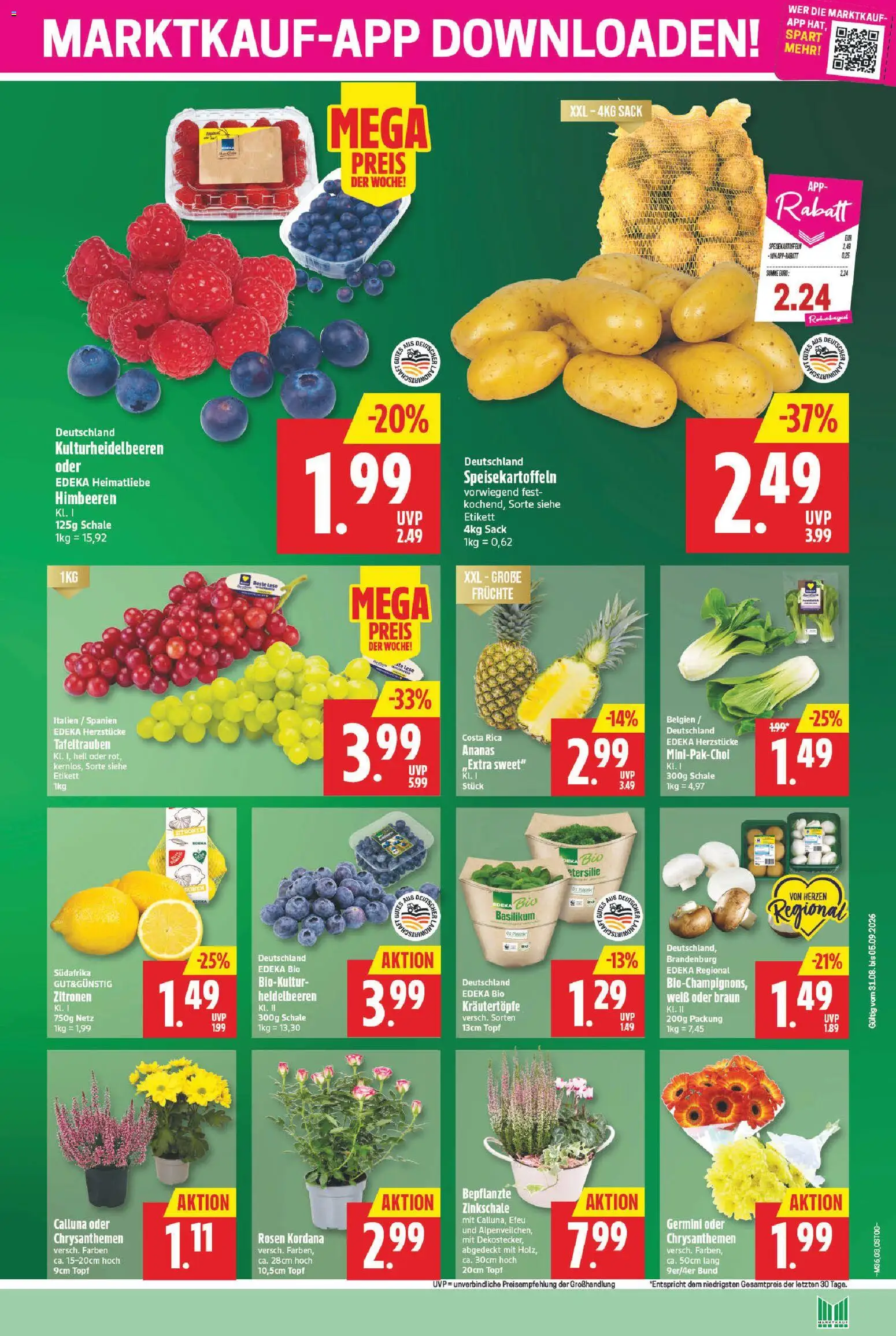 Marktkauf Prospekt – gültig ab 31.08.2026 | Seite: 3 | Produkte: Himbeeren, Ananas, Heidelbeeren, Zitronen