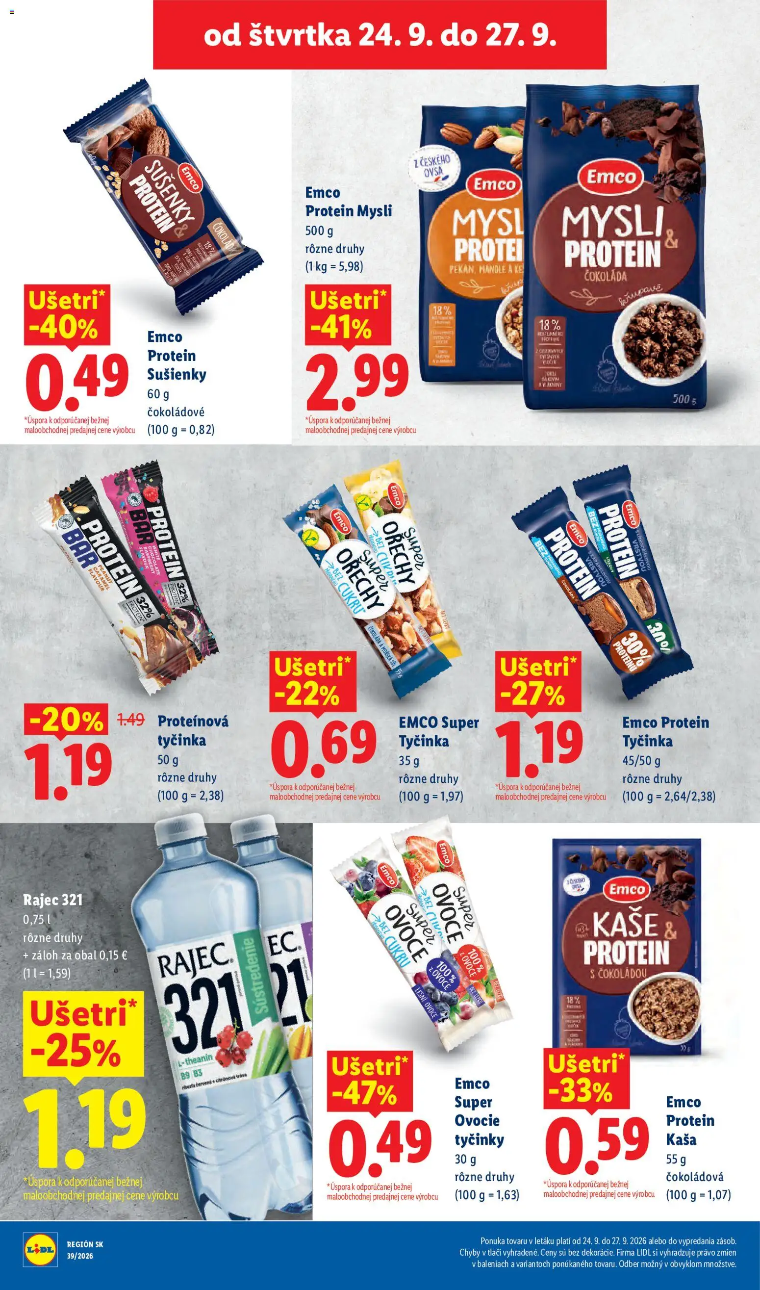 Nové Lidl akcie – leták je platný od 21.09.2026 | Strana: 72 | Produkty: Sušienky, Protein, Kaša, Mandle