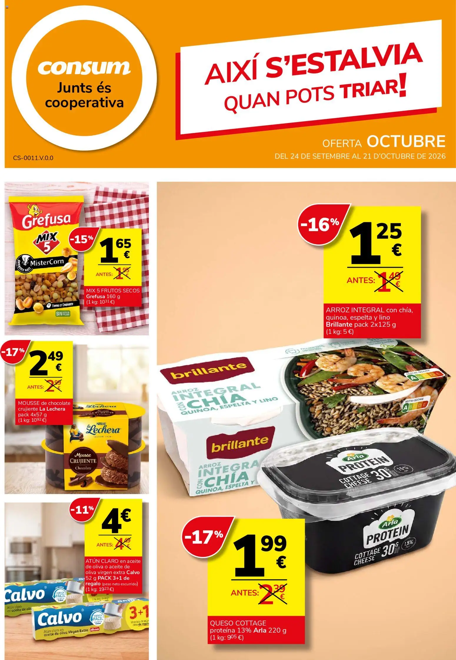 Consum folleto │ válido desde el 24/09/2026 | Página: 1 | Productos: Proteína, Mousse, Frutos secos, Aceite de oliva