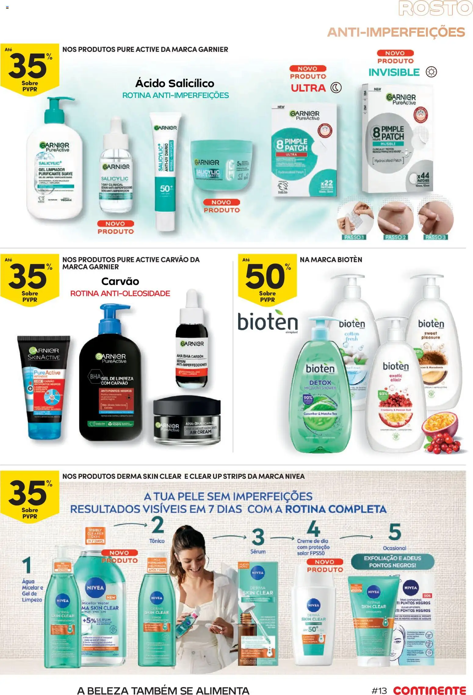 Continente Beleza Brilho com sabor a verão │ válido de 07/07/2026 | Página: 13 | Produtos: Agua, Água micelar, Sérum, Gel de limpeza