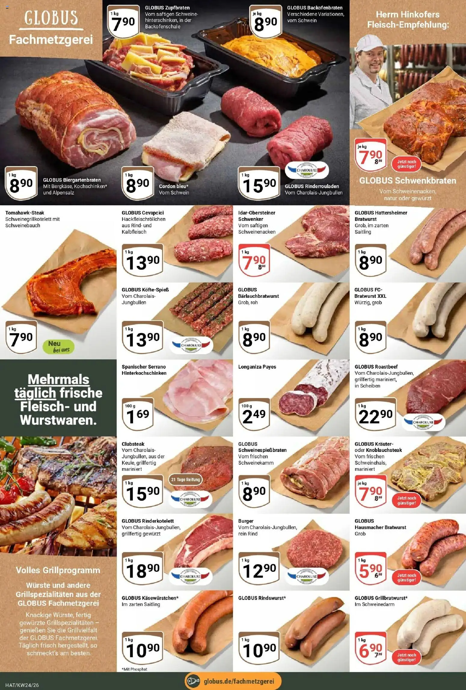 Globus Prospekt Hattersheim – gültig ab 08.06.2026 | Seite: 13 | Produkte: Rinderrouladen, Schweinebauch, Bratwurst, Fleisch