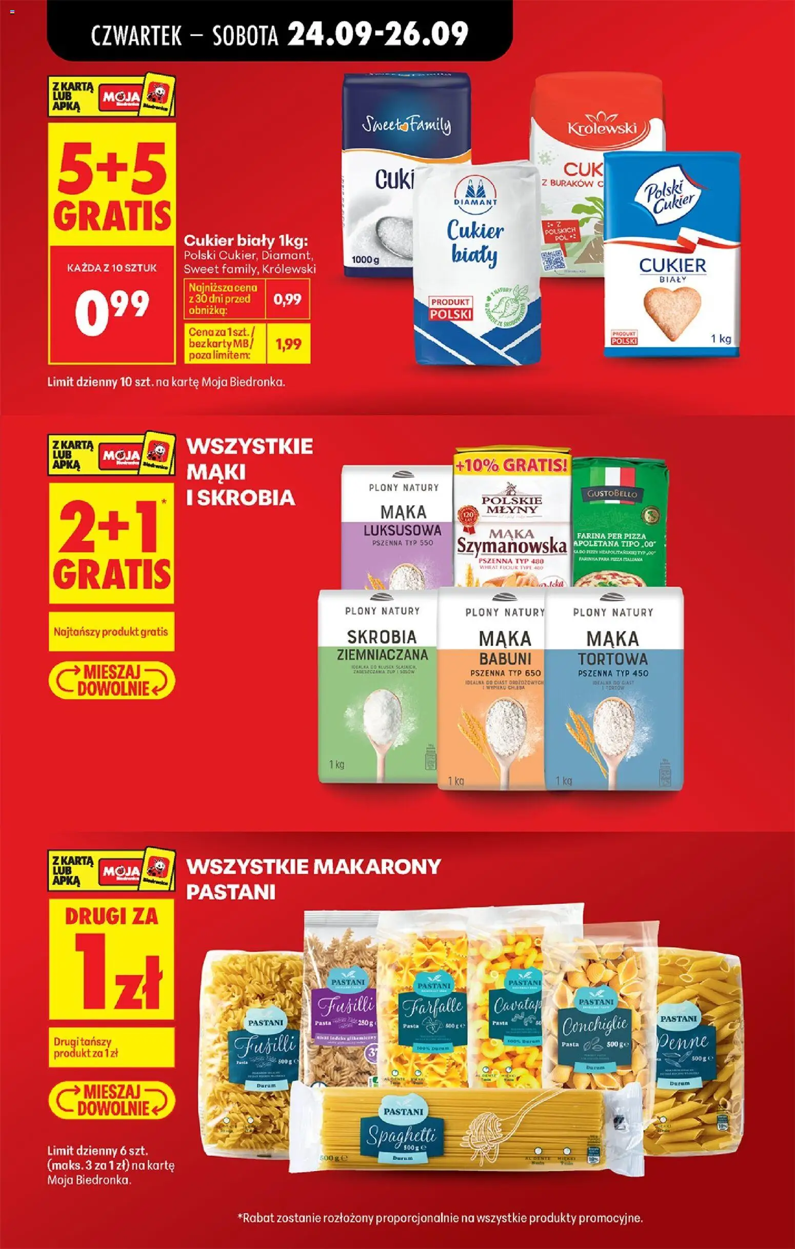 Biedronka gazetka od czwartku od 24.09.2026 | Strona: 5 | Produkty: Pizza italiana, Mąka ziemniaczana, Skrobia ziemniaczana, Cukier