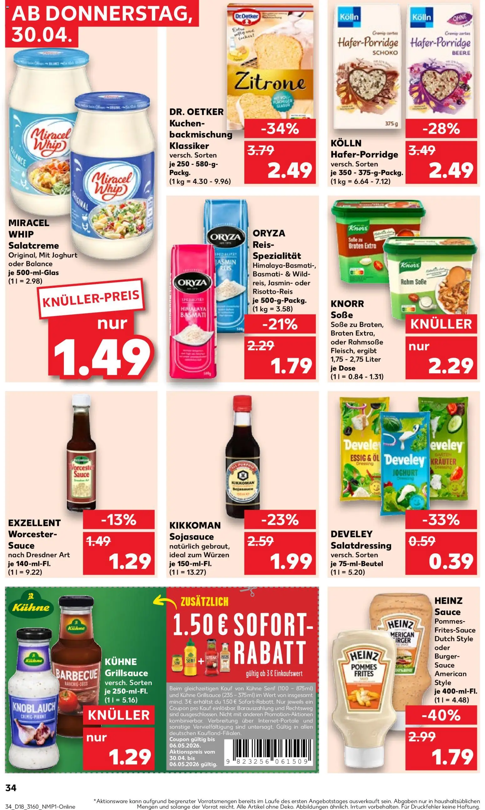 Kaufland Prospekt Frankfurt (Oder)	 – gültig ab 30.04.2026 | Seite: 36 | Produkte: Öl, Pommes, Knorr, Miracel whip