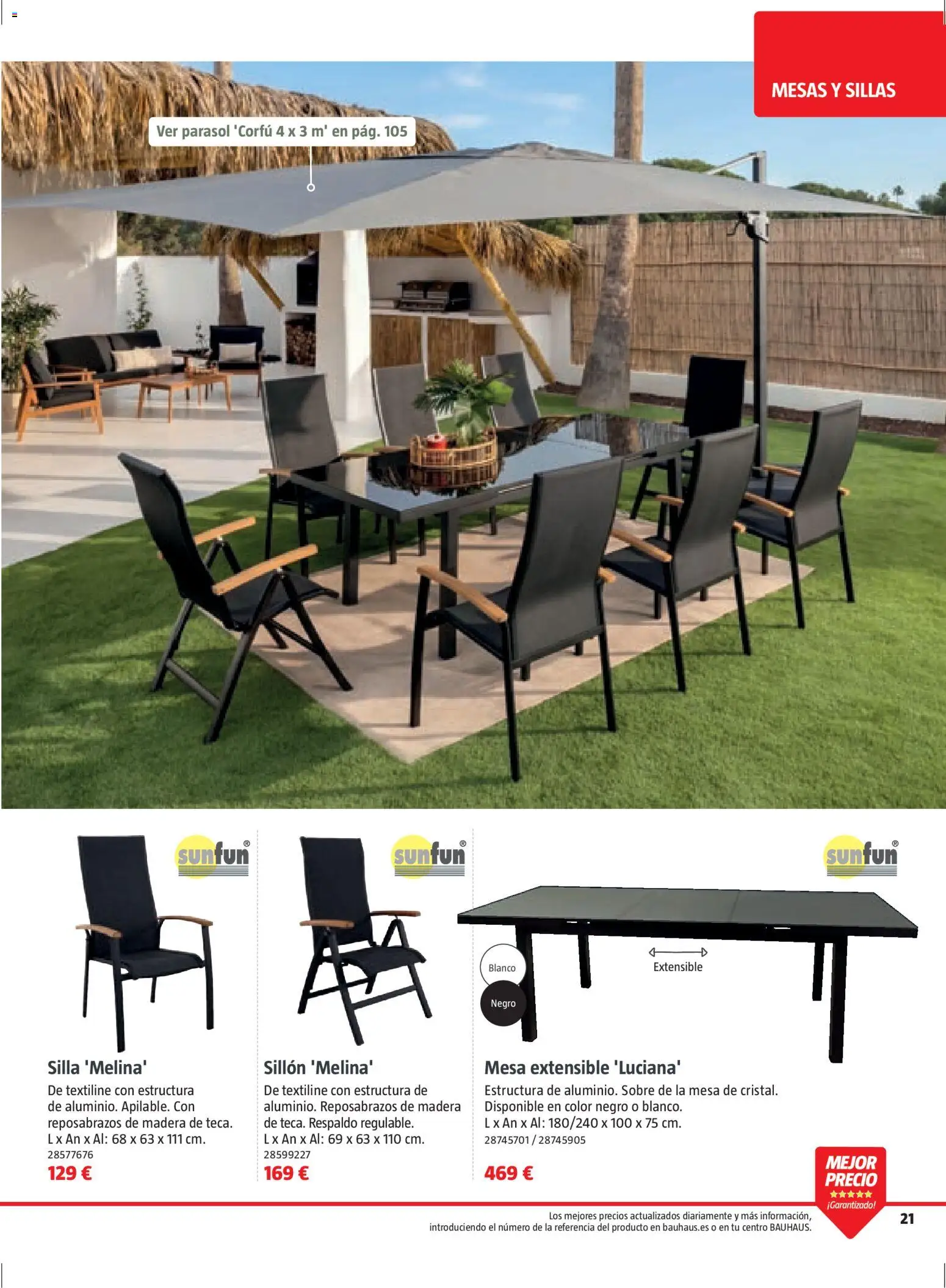 Bauhaus Verano │ válido desde el 16.03.2026 | Página: 21 | Productos: Mesa extensible, Sillón, Mesa, Silla