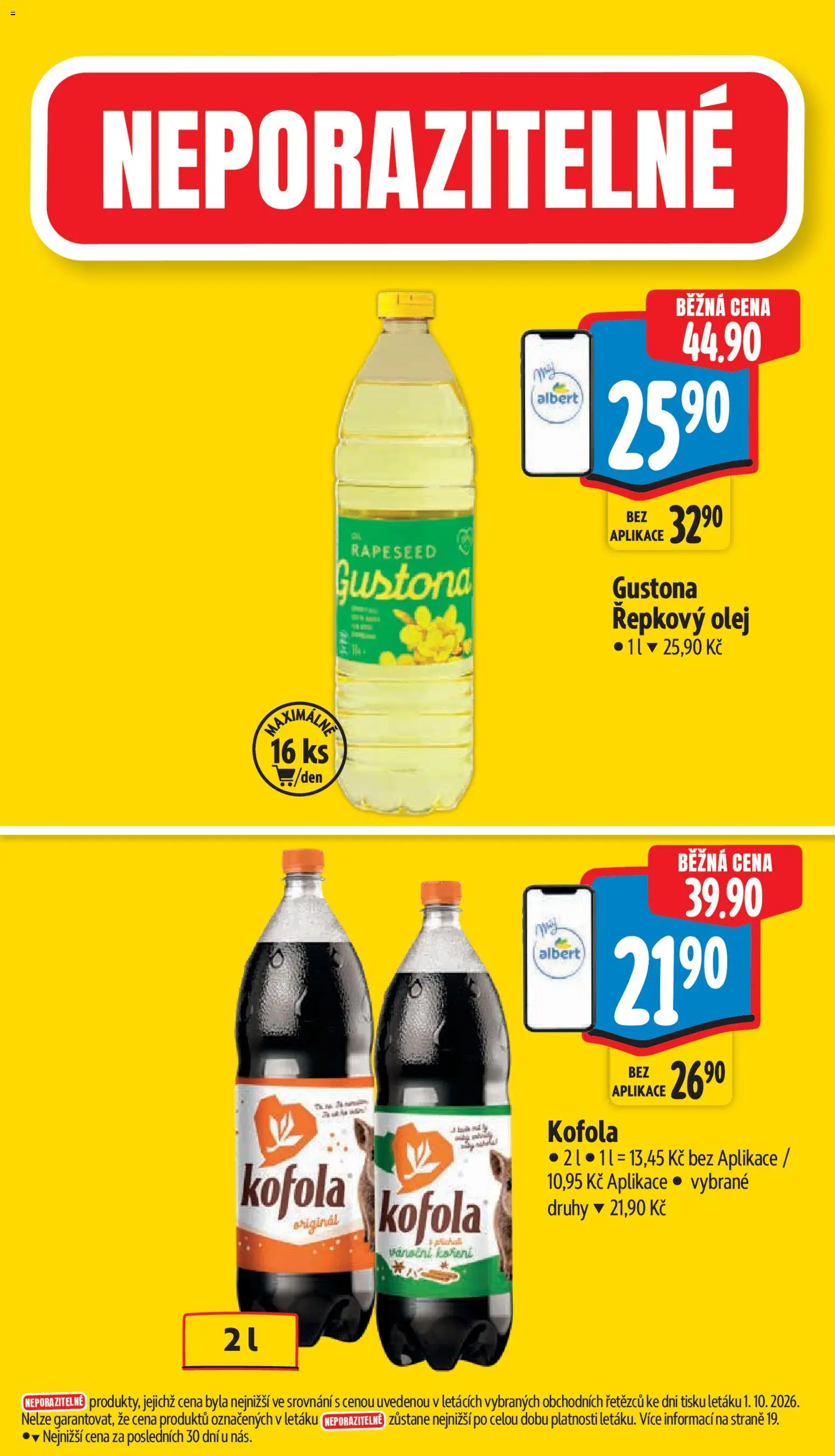 Albert leták - Supermarket Praha 4 od 07.10.2026 | Strana: 4 | Produkty: Olej, Řepkový olej, Kofola, Cola