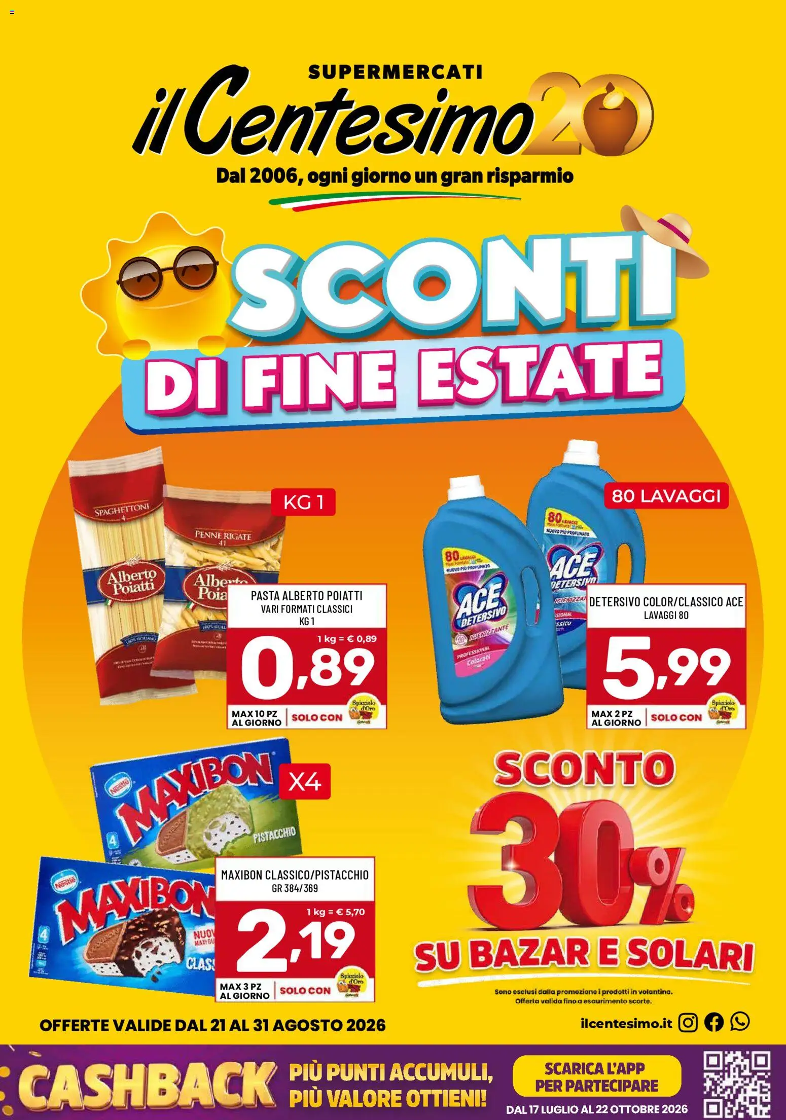 Volantino Il Centesimo del 21/08/2026 | Pagina: 1 | Prodotti: Pistacchio, Pasta, Penne