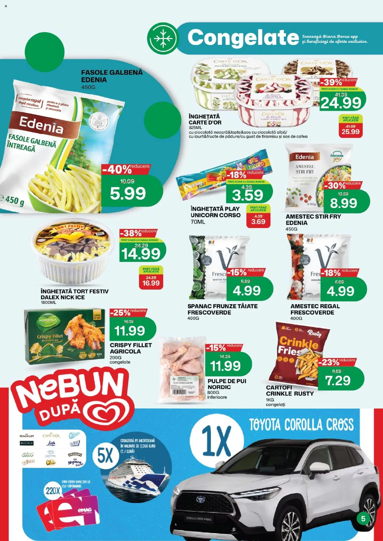 Noul catalog Diana – valabil de la 16.07.2026 | Pagină: 5 | Produse: Hacıyatmaz Kedi Oyuncağı, Tiramisu, Cafea, Cartofi