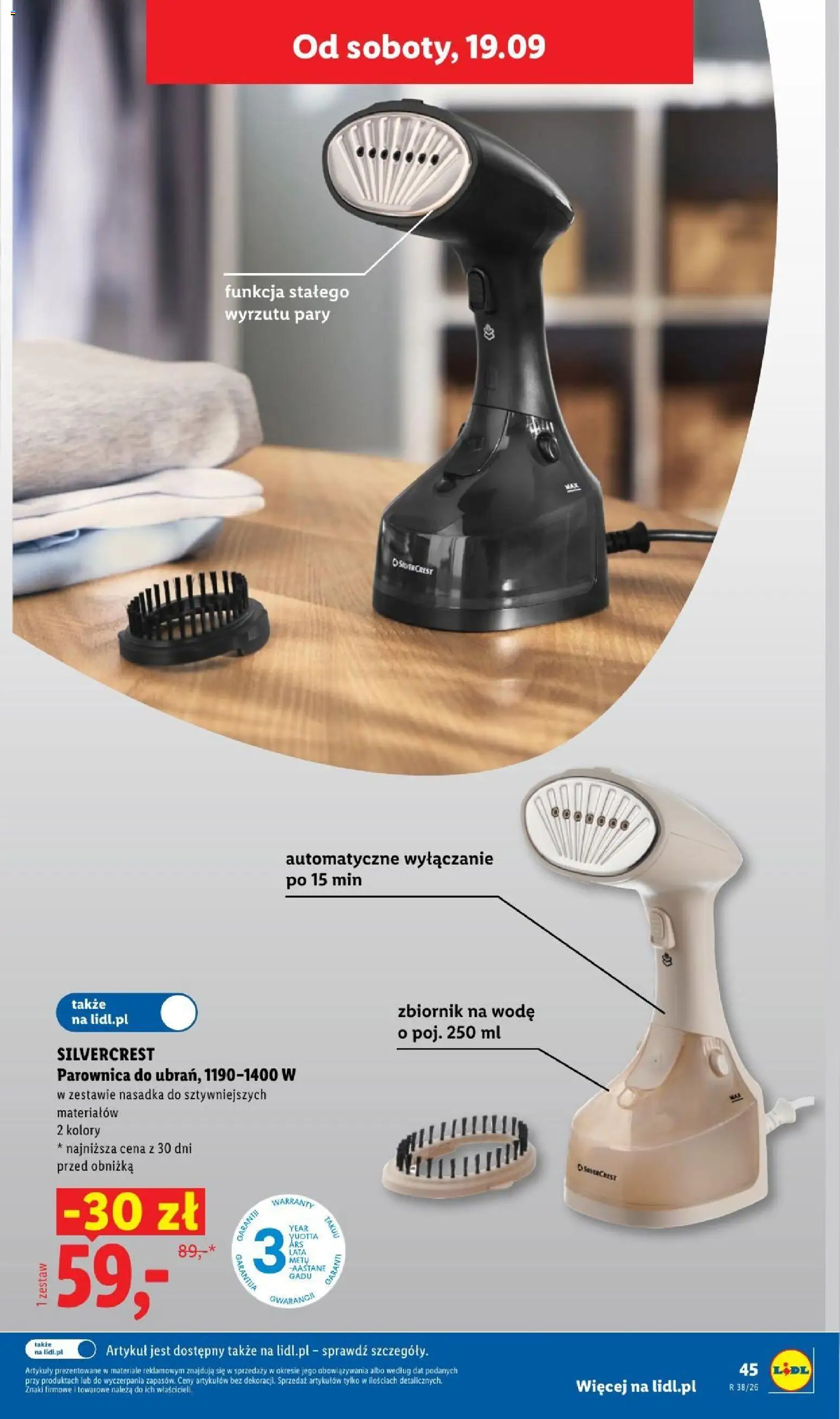 Lidl Katalog od 14.09.2026 | Strona: 55 | Produkty: Parownica do ubrań, Parownica