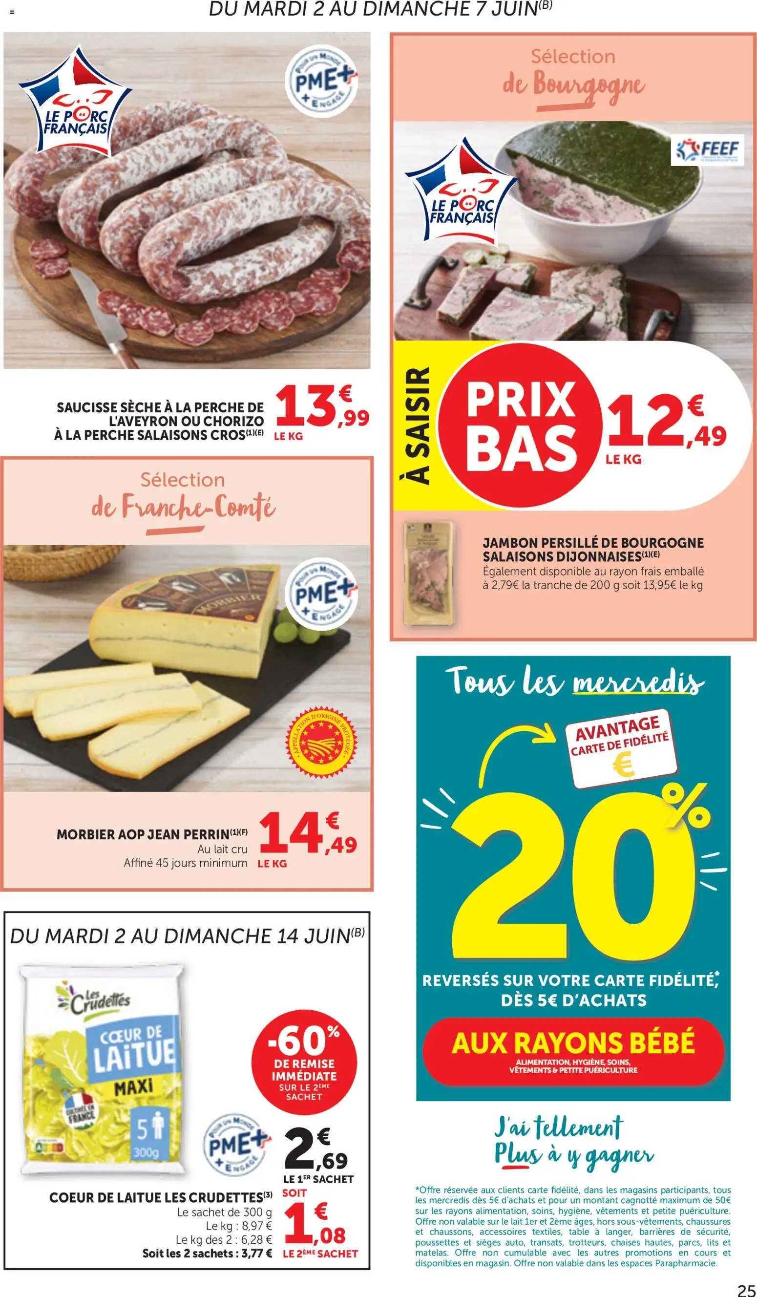 {H1} | Page: 25 | Produits: Chorizo, Laitue, Morbier aop, Porc