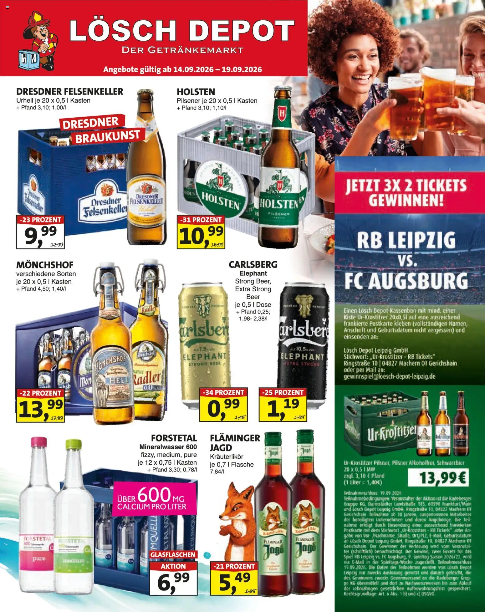 Lösch Depot Prospekt – gültig ab 14.09.2026 | Seite: 1 | Produkte: Spiel, Monchshof, Holsten, Radler