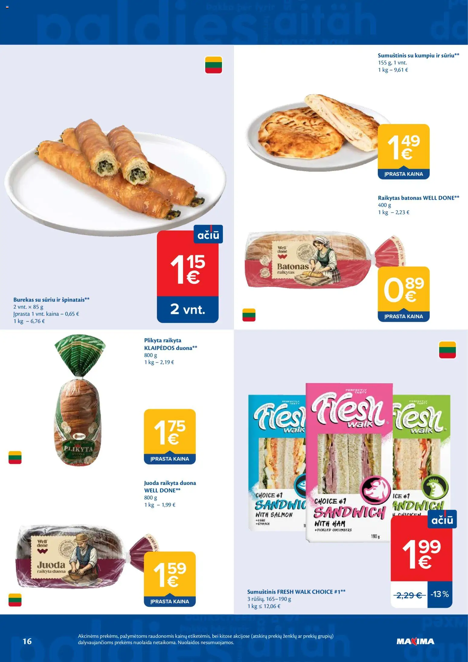 MAXIMA akcijos nuo 2026.07.07 | Puslapis: 16 | Prekių: Batonas, Sumuštinis, Duona
