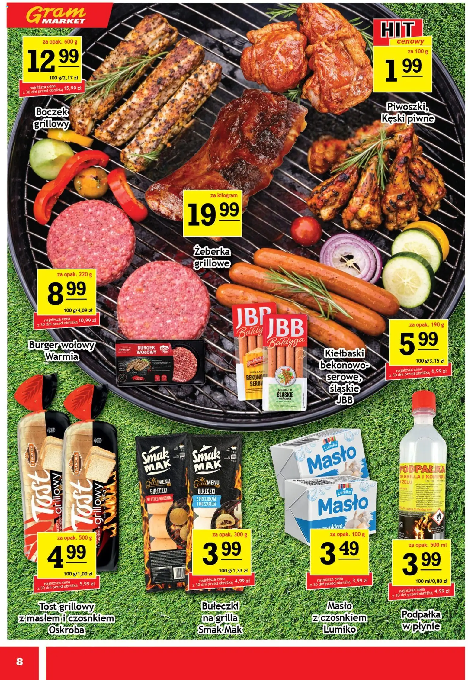 Gram Market gazetka od 22.04.2026 | Strona: 8 | Produkty: Mak, Burger wołowy, Masło, Mozzarella