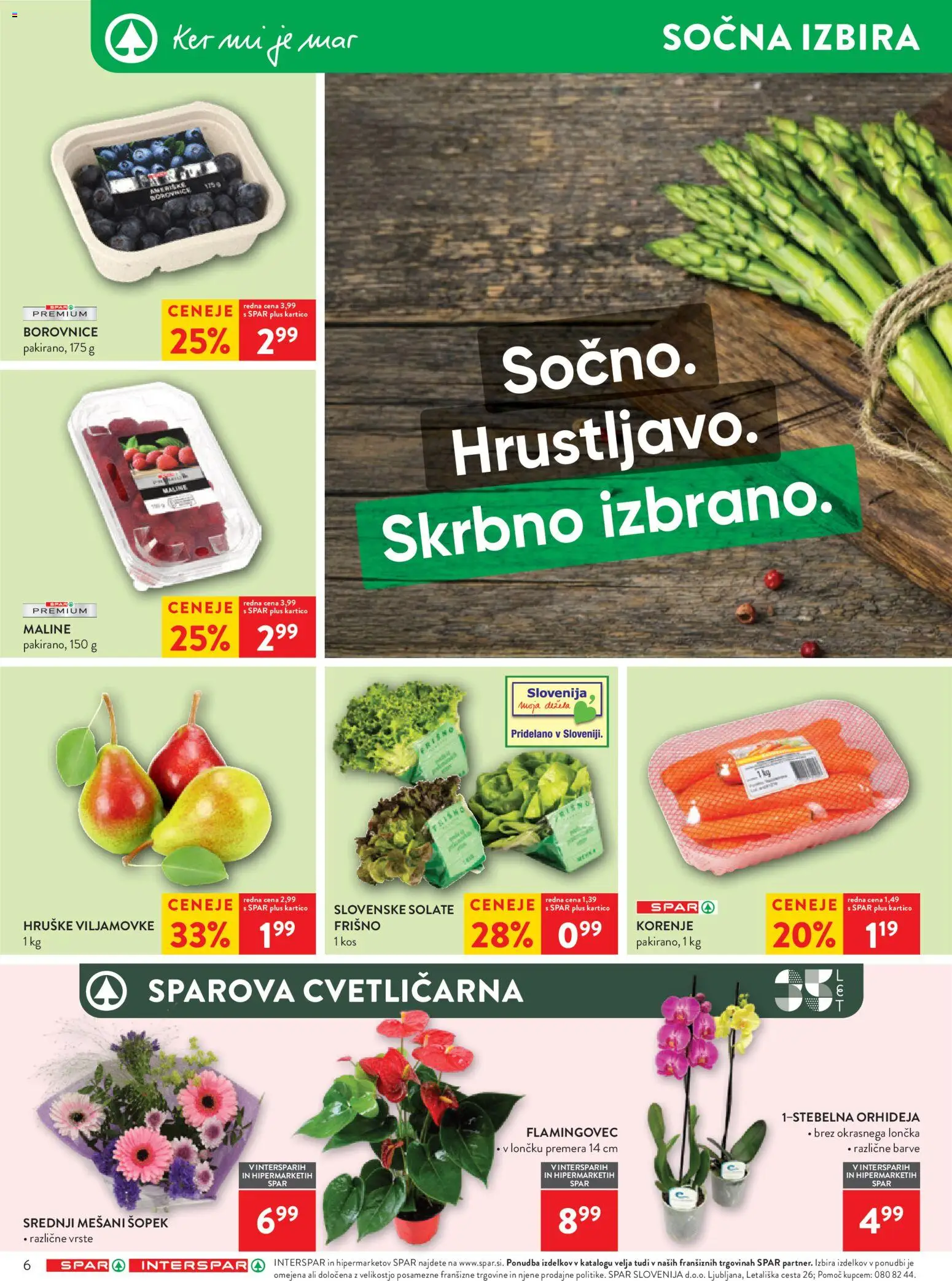 Novi Spar katalog ponudbe – veljaven od 29.04.2026 | Stran: 6 | Izdelki: Kos, Borovnice, Maline, Hruške