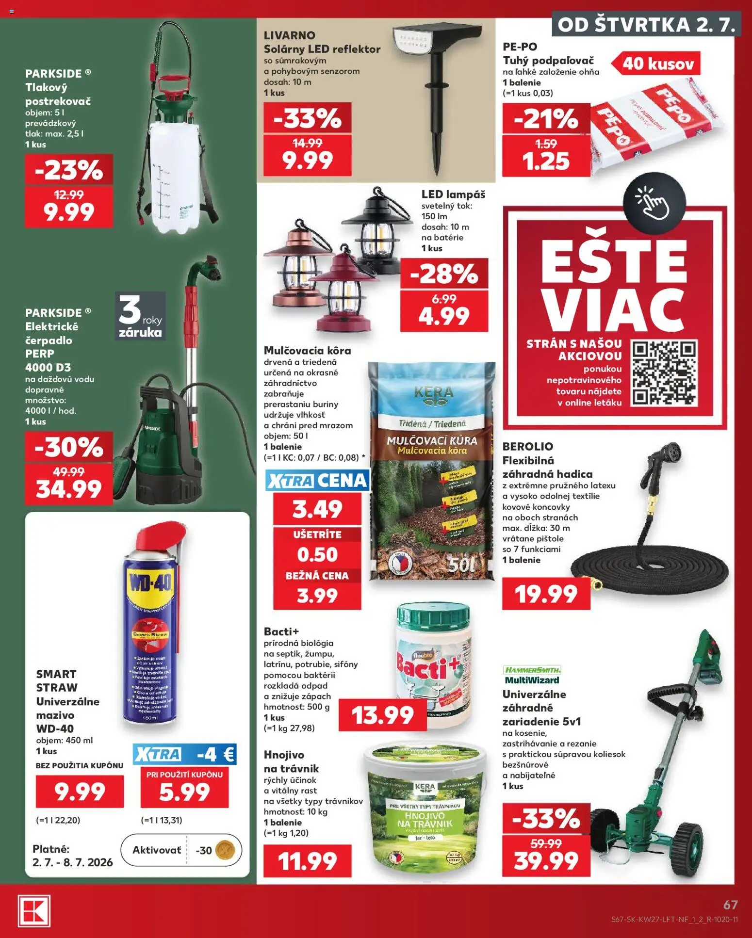 Nové Kaufland akcie – leták je platný od 02.07.2026 | Strana: 67 | Produkty: Led reflektor, Reflektor, Čerpadlo, Parkside