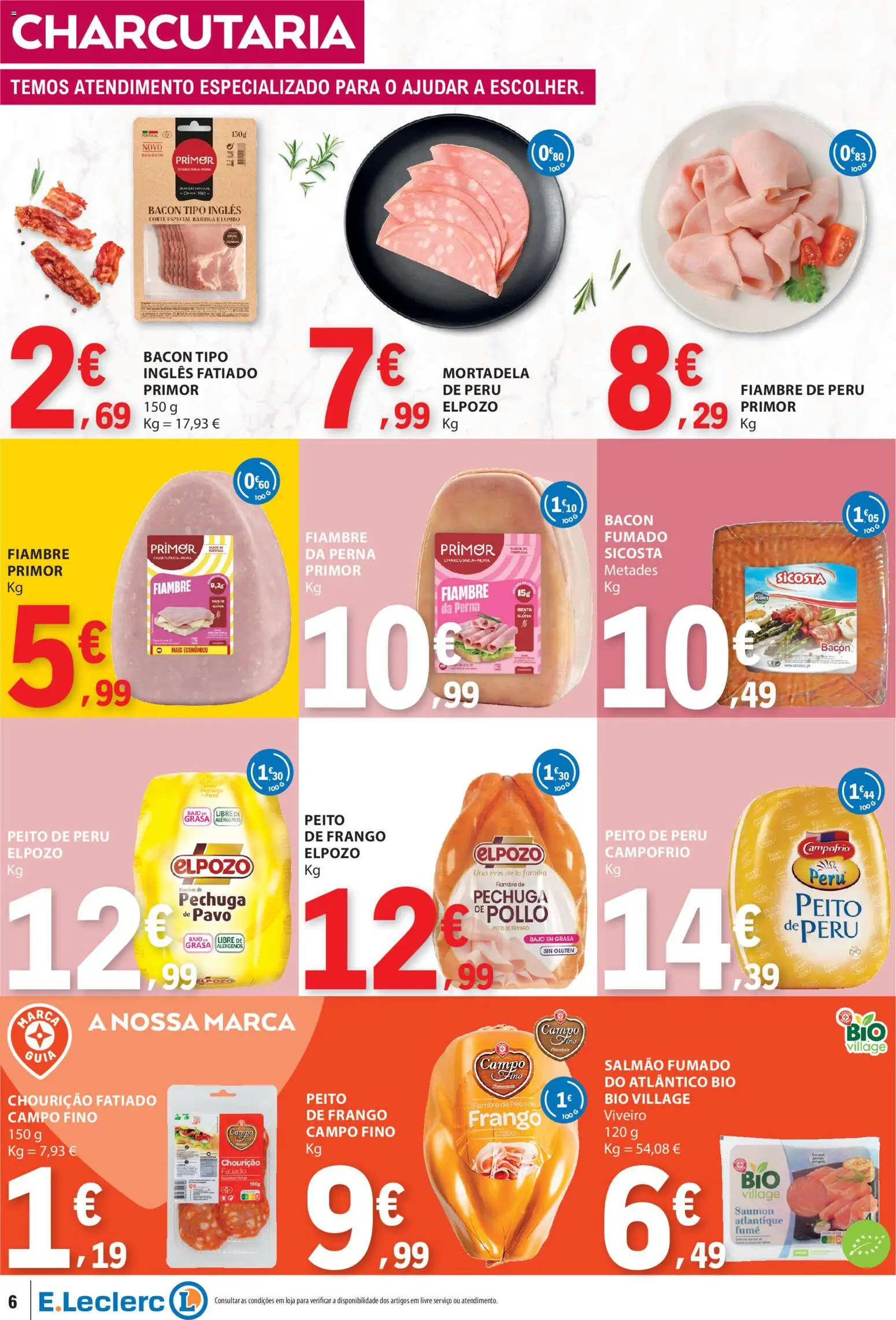 E.Leclerc folheto │ válido de 03/09/2026 | Página: 6 | Produtos: Fiambre, Peito de peru, Frango, Primer