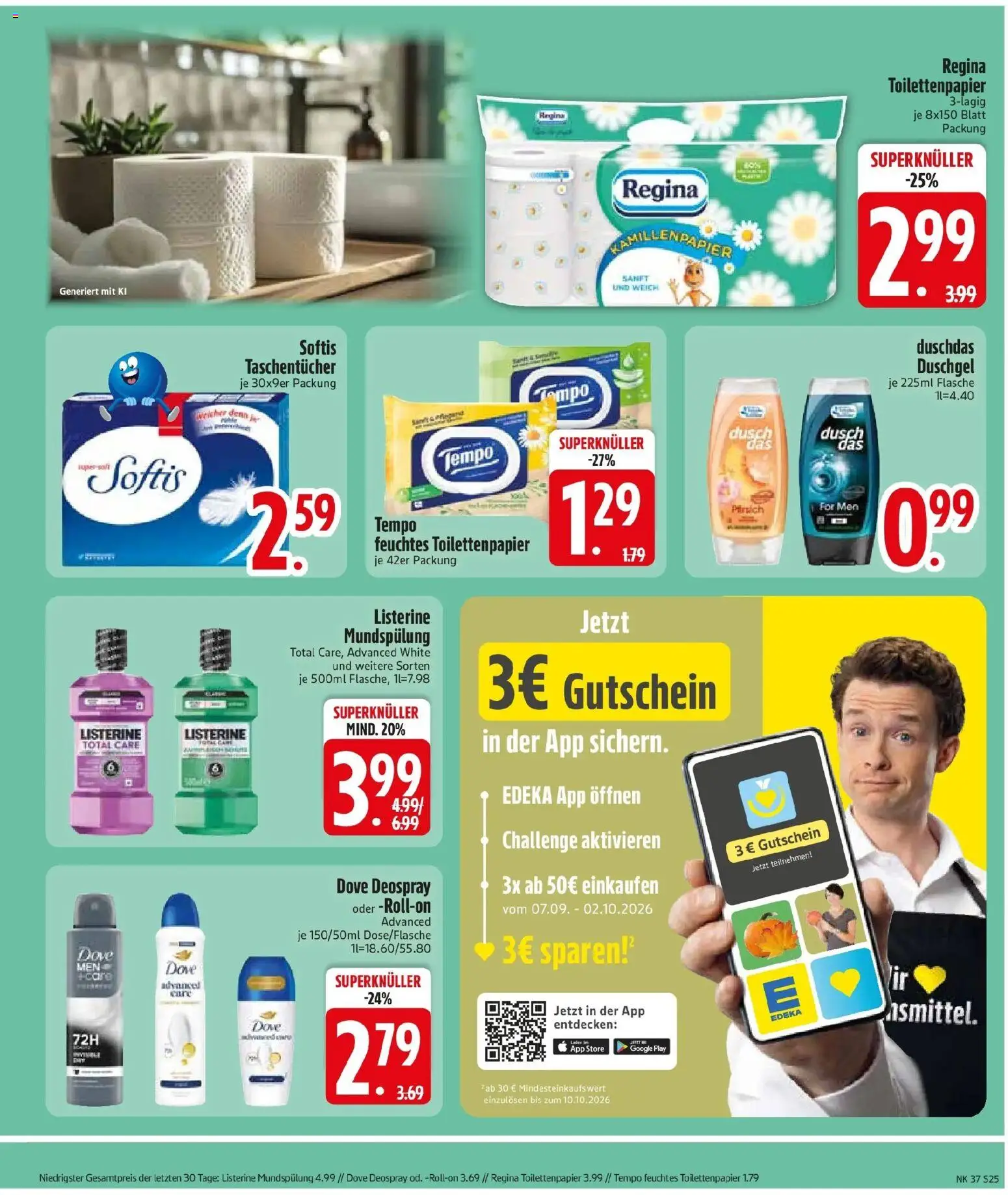 Edeka Prospekt Haar (ab 07.09.2026) » Angebote Online | Seite: 27 | Produkte: Duschgel, Tempo, Pfirsich, Listerine