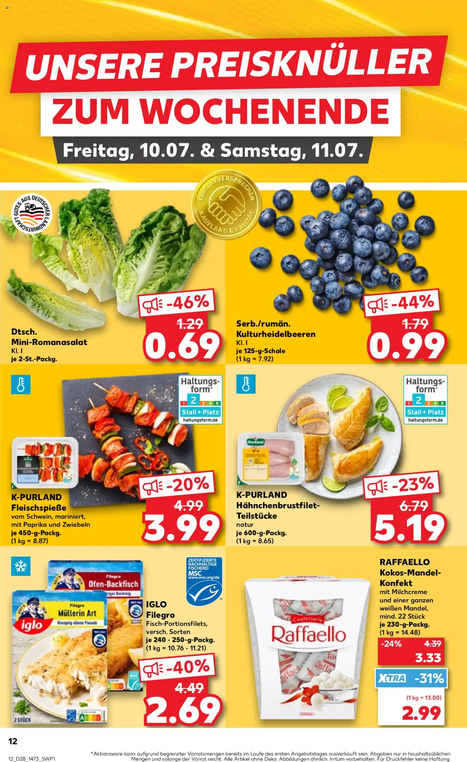 Kaufland Prospekt Potsdam – gültig ab 09.07.2026 | Seite: 12 | Produkte: Raffaello, Iglo, Zwiebeln, Paprika