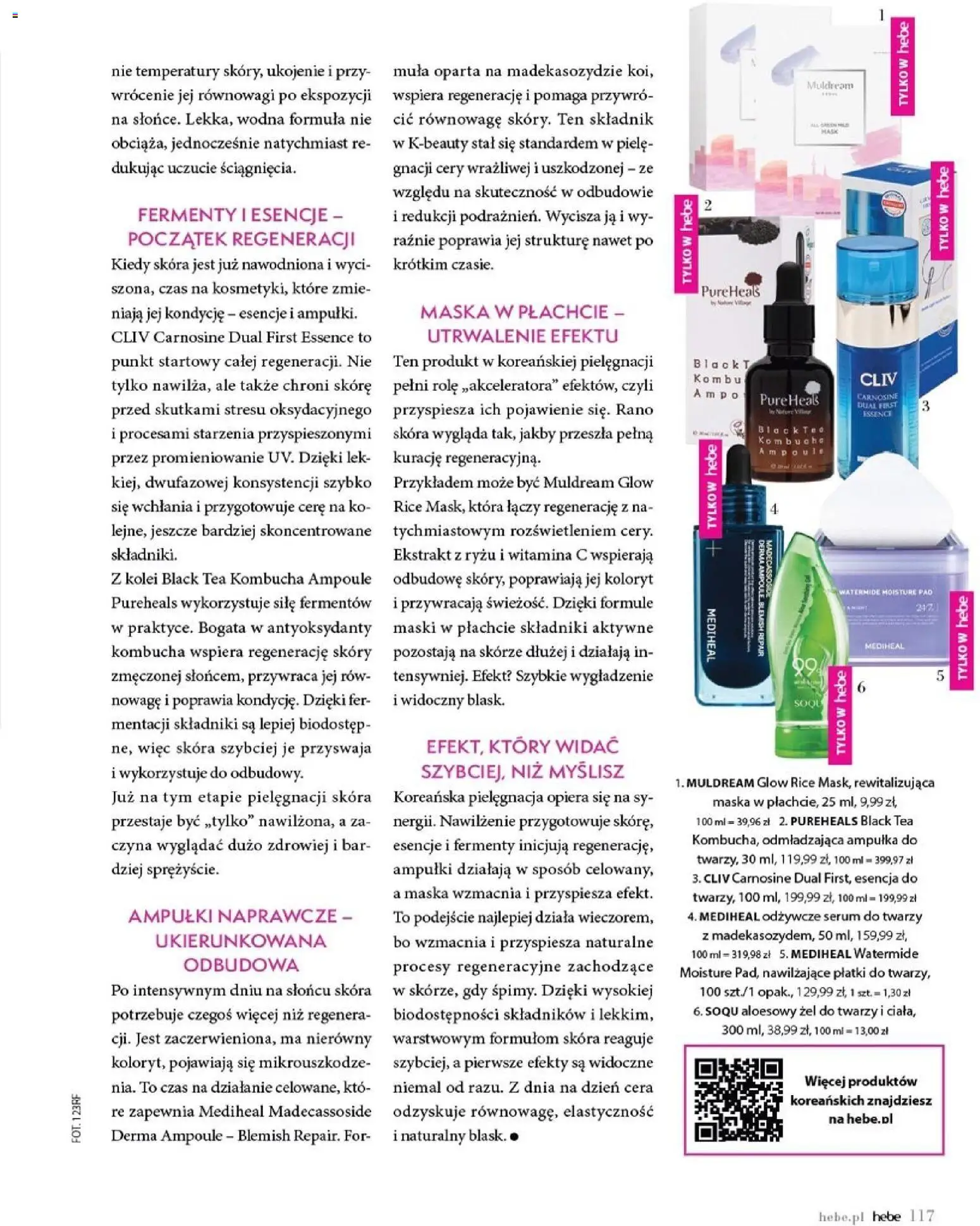 Hebe gazetka - Magazyn od 01.07.2026 | Strona: 117 | Produkty: Maska, Kombucha, Ampułki, Serum do twarzy