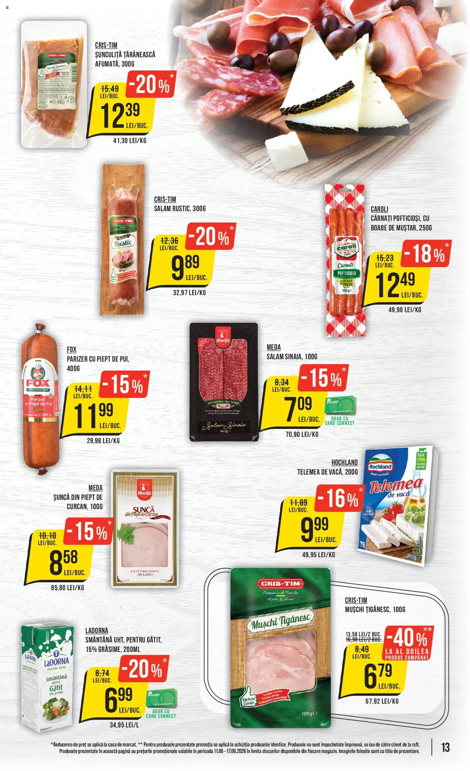 Noul catalog Mega Image – valabil de la 11.06.2026 | Pagină: 13 | Produse: Salam, Șuncă, Parizer, Muștar