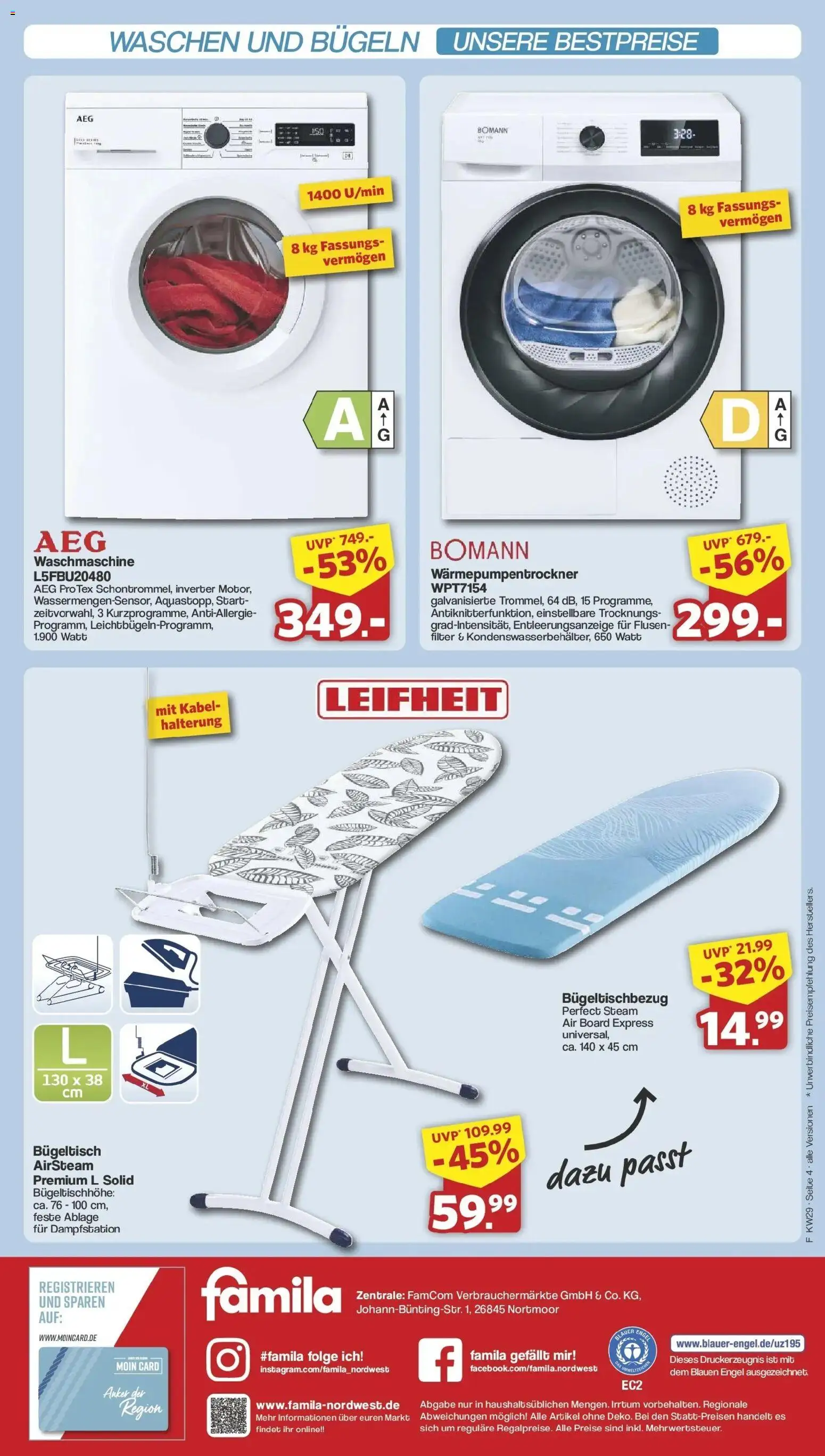Famila Nordwest Einleger – gültig ab 13.07.2026 | Seite: 4 | Produkte: Kabel, AEG, Waschmaschine