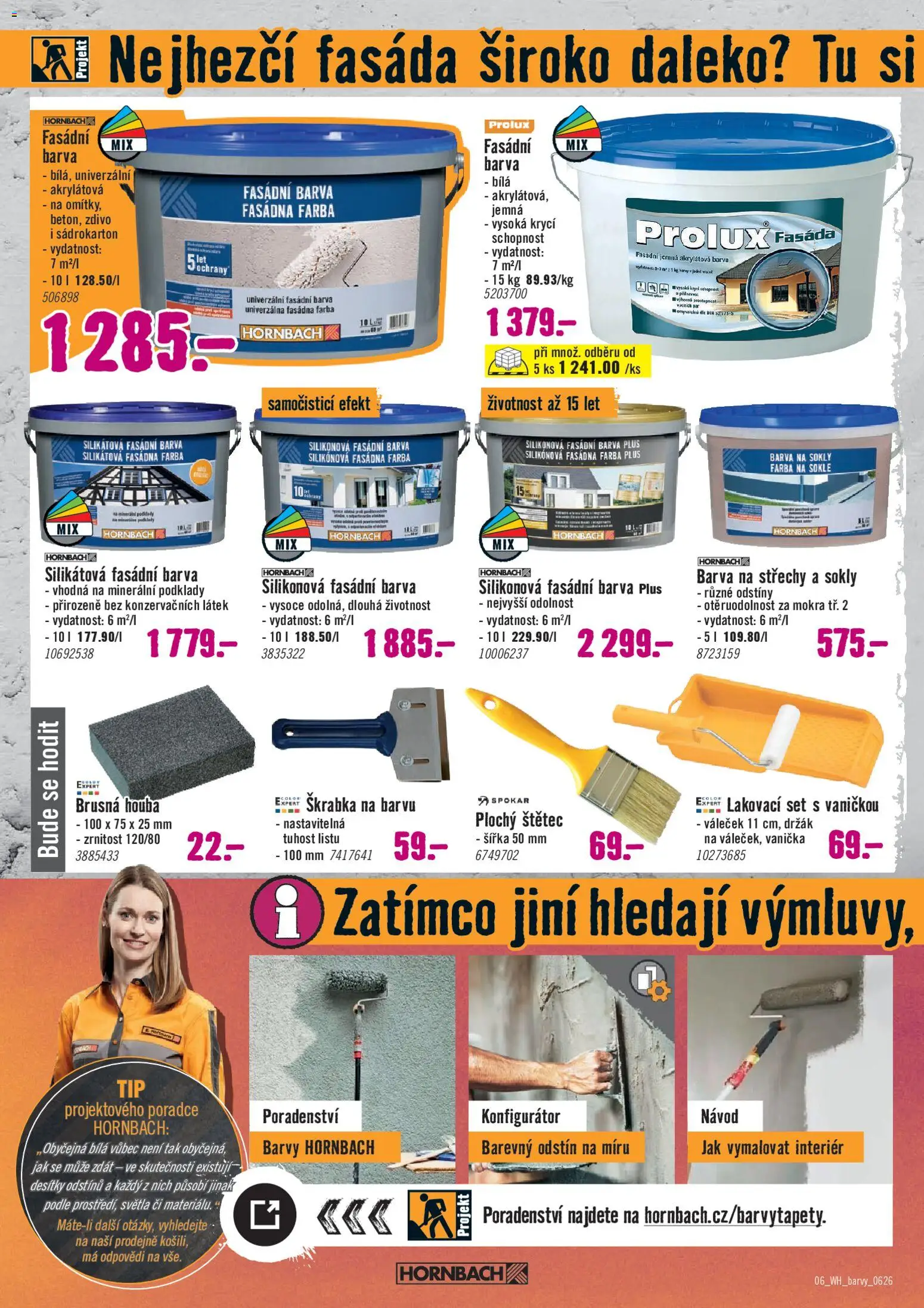 HORNBACH leták - Barvy od 24.06.2026 | Strana: 6 | Produkty: Škrabka, Váleček, Barvy, Štětec