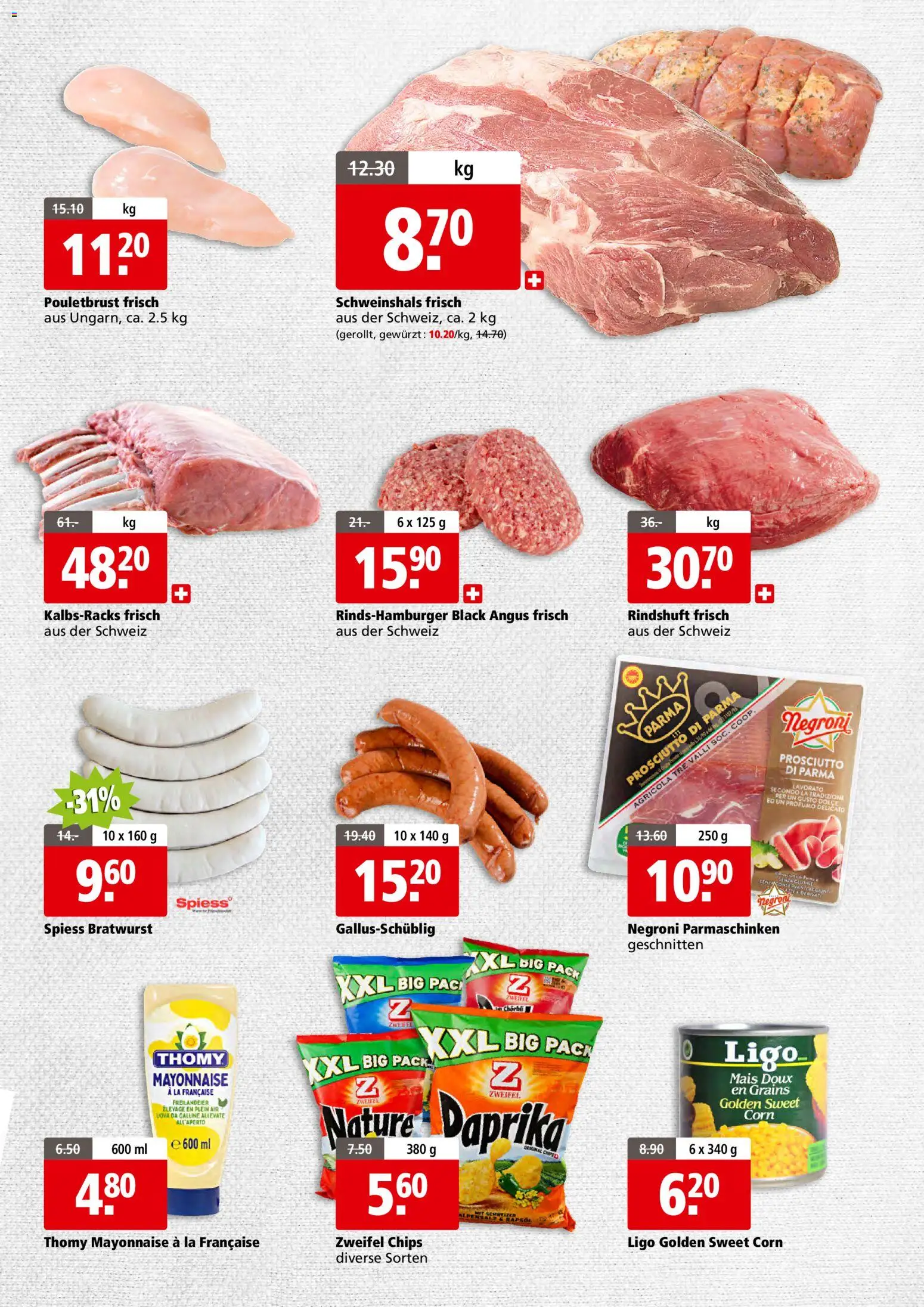 Aligro aktionen Business Schlieren, Gossau SG, Frauenfeld, Rapperswil-Jona, Sargans, Bern – gültig ab 20.07.2026 | Seite: 3 | Produkte: Pouletbrust, Chips, Mayonnaise