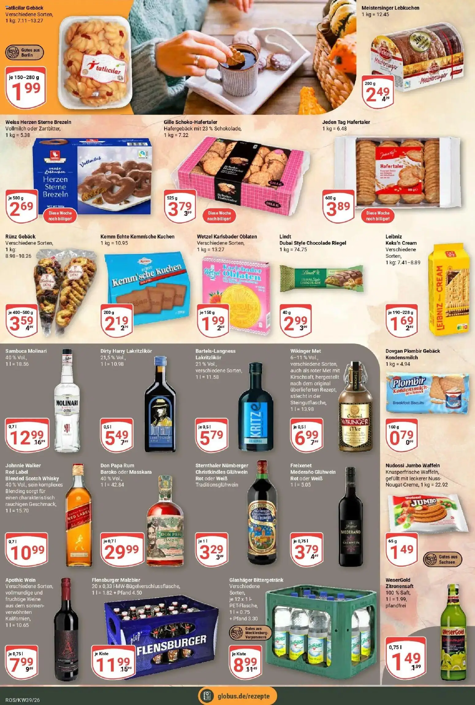 Globus Prospekt Lambrechtshagen (ab 21.09.2026) » Angebote online | Seite: 21 | Produkte: Met, Rum, Don Papa Rum, Sambuca molinari