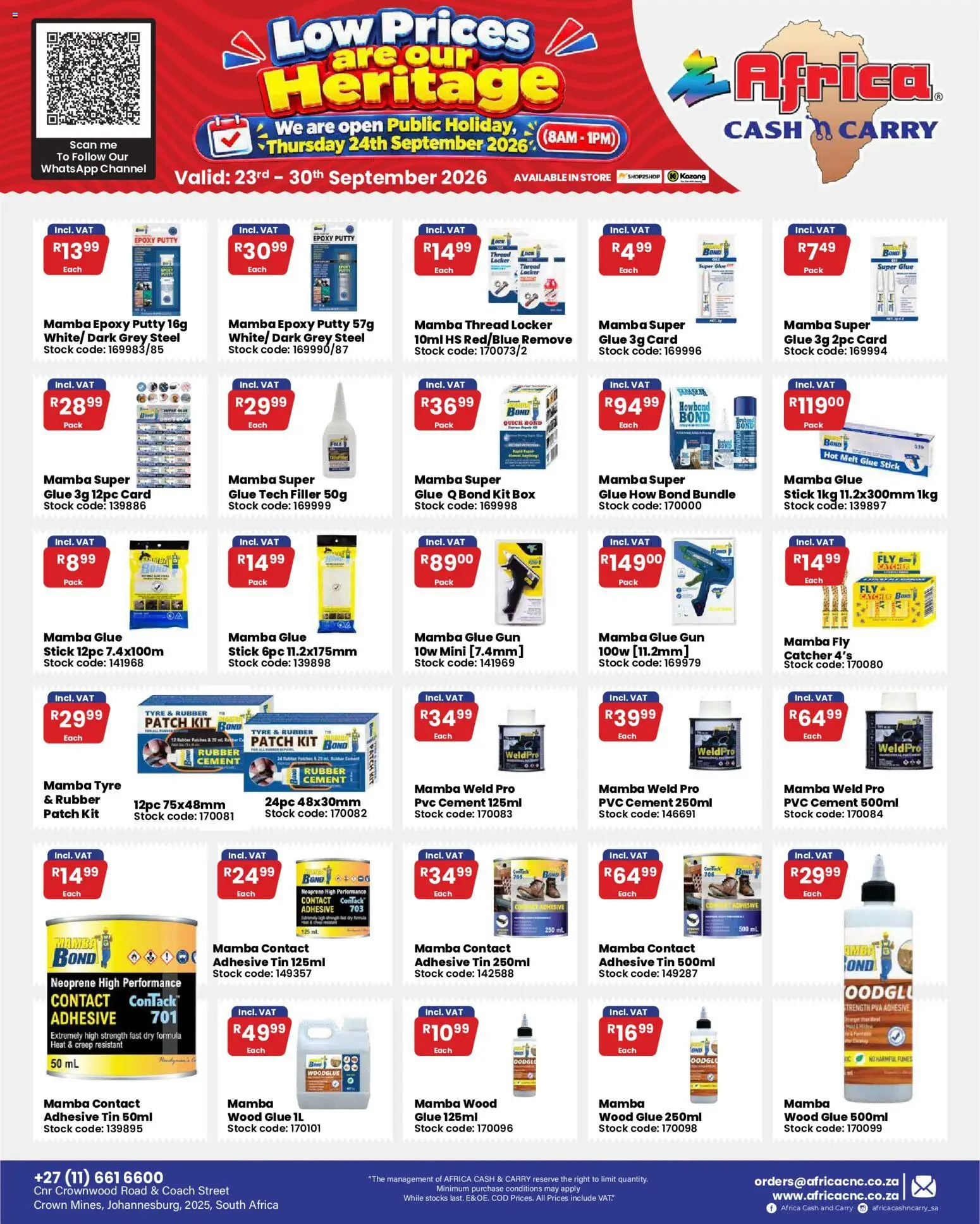 New Africa Cash & Carry catalogue – valid from 23/09/2026 | Page: 43 | Products: Bowl, Box, Adhesive, Stock
