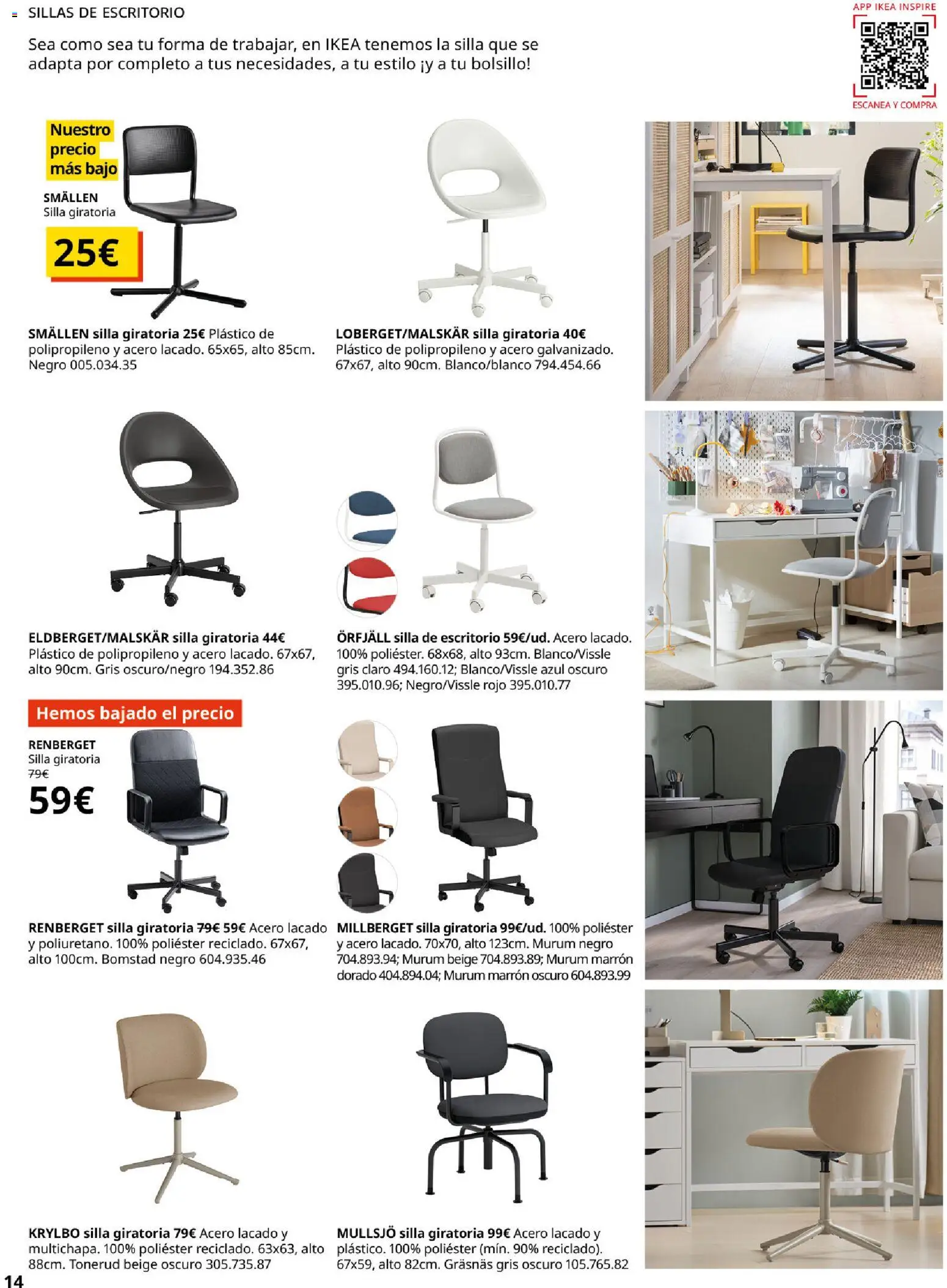 Catálogo IKEA Oficina en casa │ válido desde el 01.02.2026 | Página: 14 | Productos: Silla giratoria, Silla de escritorio, Silla