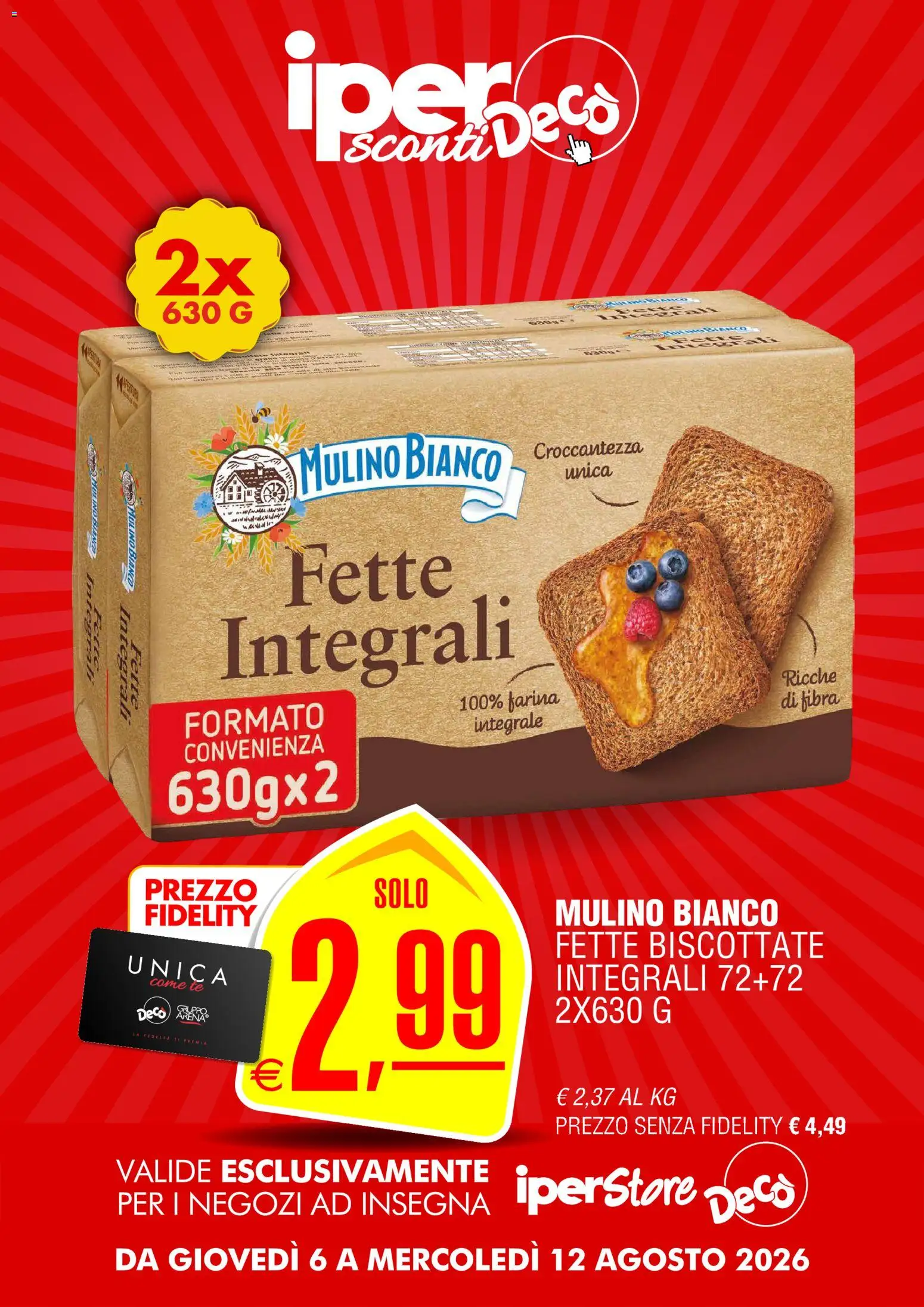 Volantino Decò del 06/08/2026 | Pagina: 2 | Prodotti: Farina, Fette biscottate
