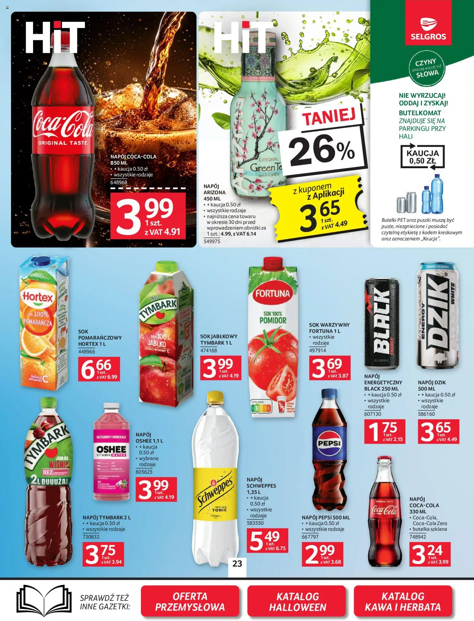 Selgros cash&carry gazetka od 08.10.2026 | Strona: 23 | Produkty: Pomidor, Tonic, Sok, Sok warzywny