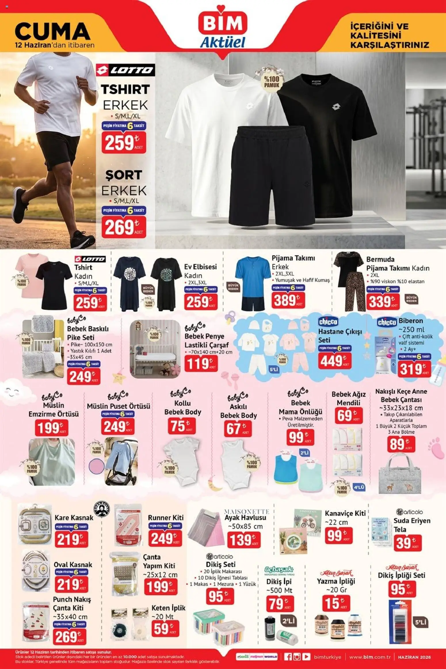 BİM - Katalog Cuma - 12.06.2026 tarihinden itibaren geçerlidir | Sayfa: 4 | Ürünler: Yastık, Makas, Şort, Pike