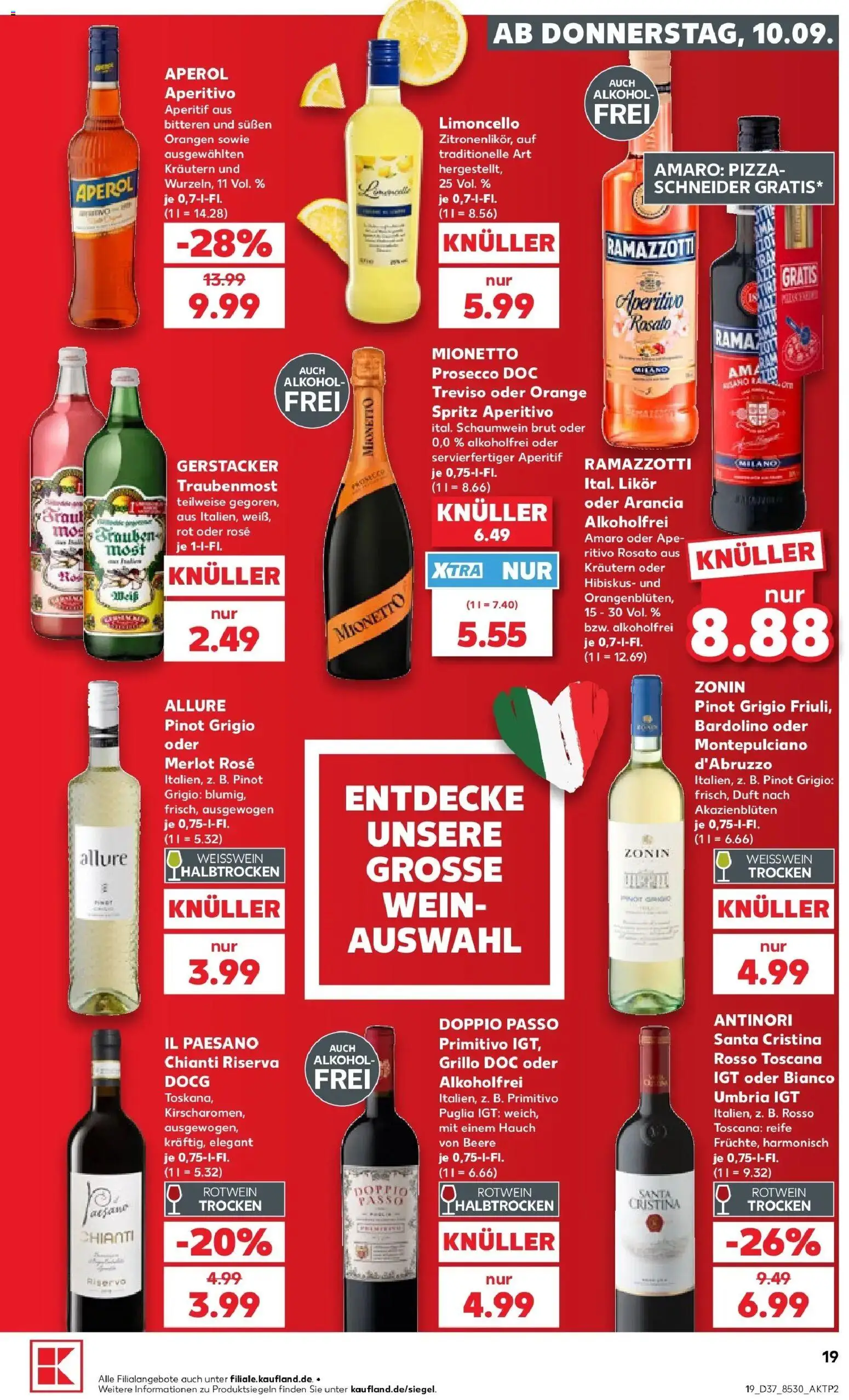 Prospekt Kaufland ab 07.09.2026 » Angebote Online zum Blättern | Seite: 28 | Produkte: Doppio Passo, Pizza, Wein, Ramazzotti