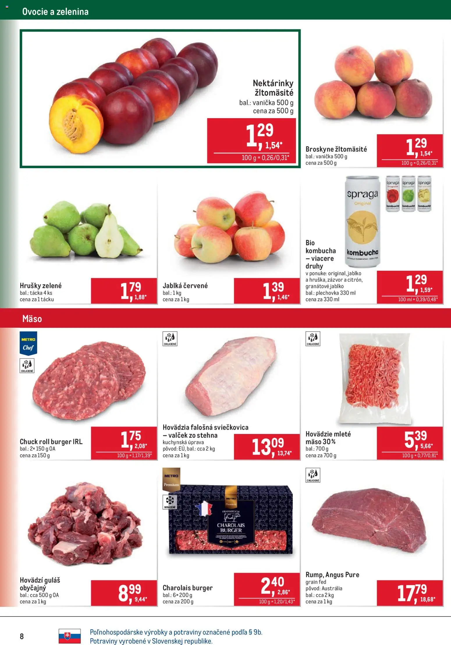 Nové Metro akcie – leták je platný od 17.06.2026 | Strana: 8 | Produkty: Zázvor, Jablká, Broskyne, Ovocie