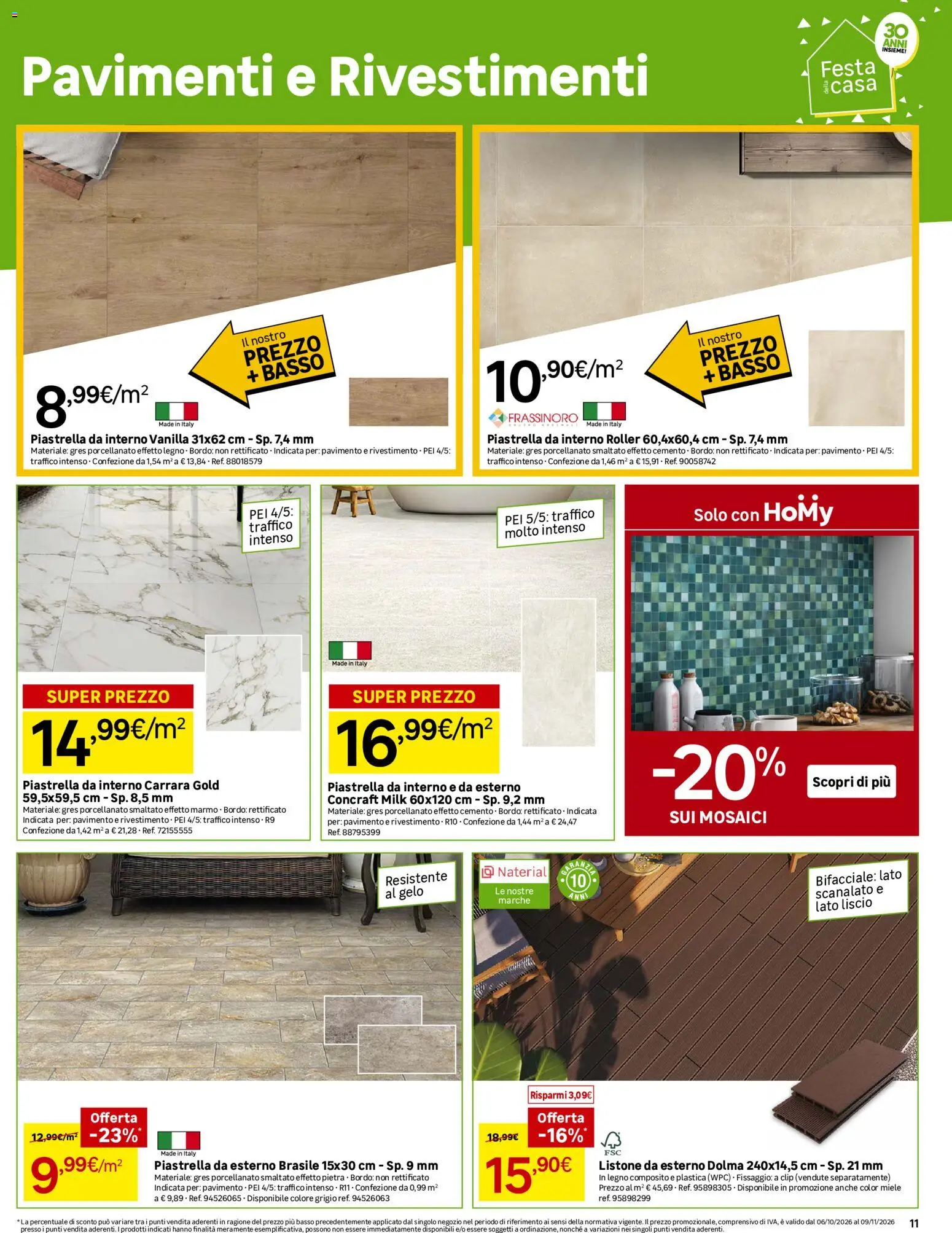 Volantino Leroy Merlin del 06/10/2026 | Pagina: 11 | Prodotti: Pavimento, Basso, Miele, Cemento