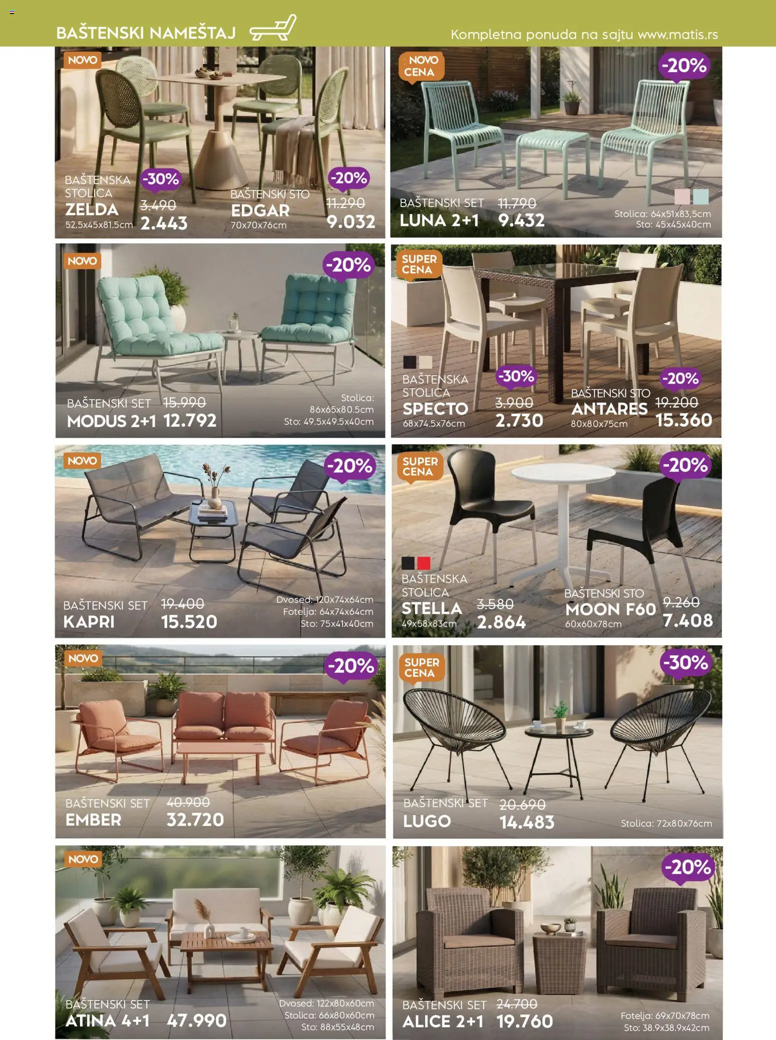 Matis katalog - važi od 01.07.2026 | Strana: 72 | Proizvode: Baštenski sto, Fotelja, Sto, Stolica