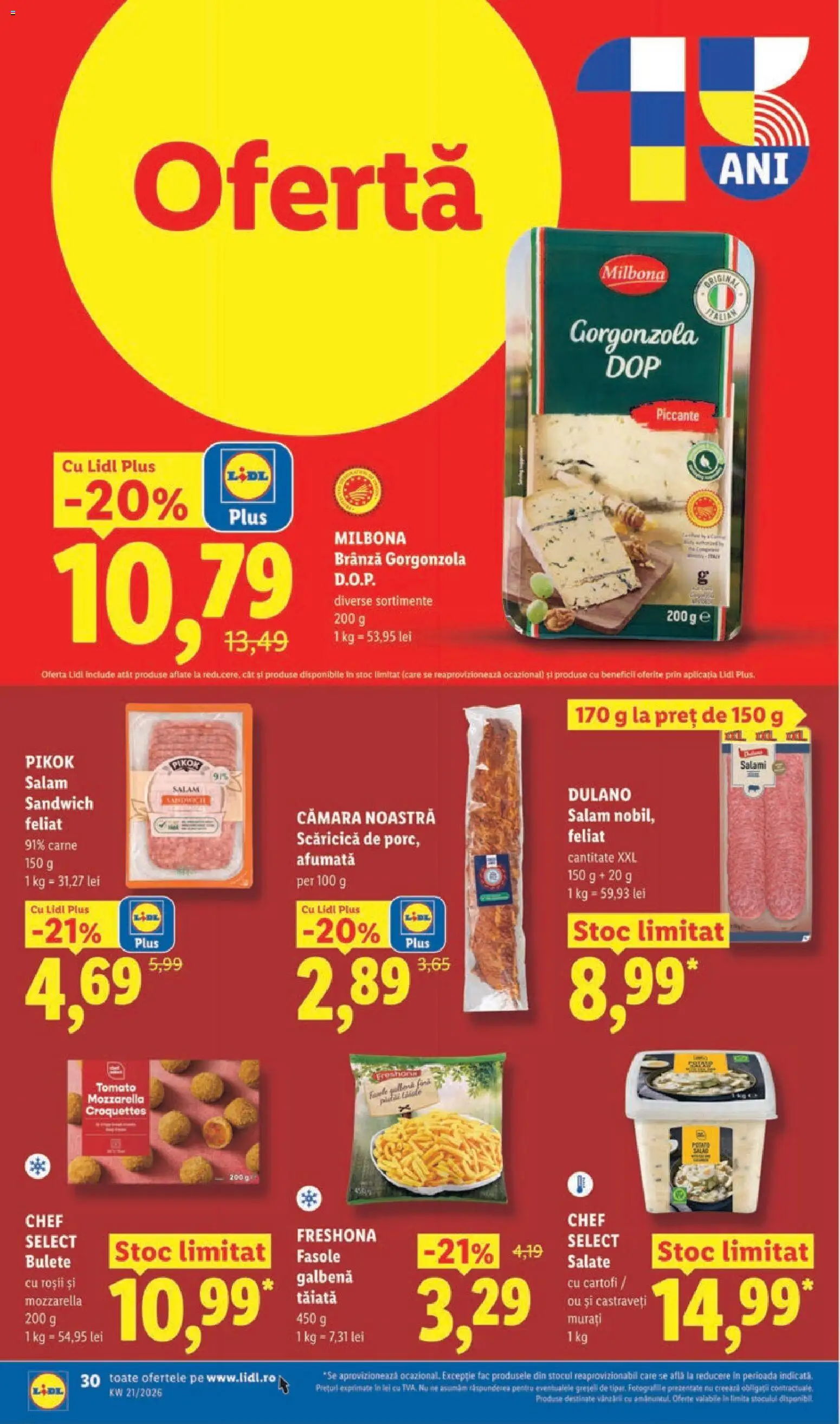 Noul catalog Lidl – valabil de la 18.05.2026 | Pagină: 30 | Produse: Mozzarella, Brânză, Gorgonzola, Castraveți