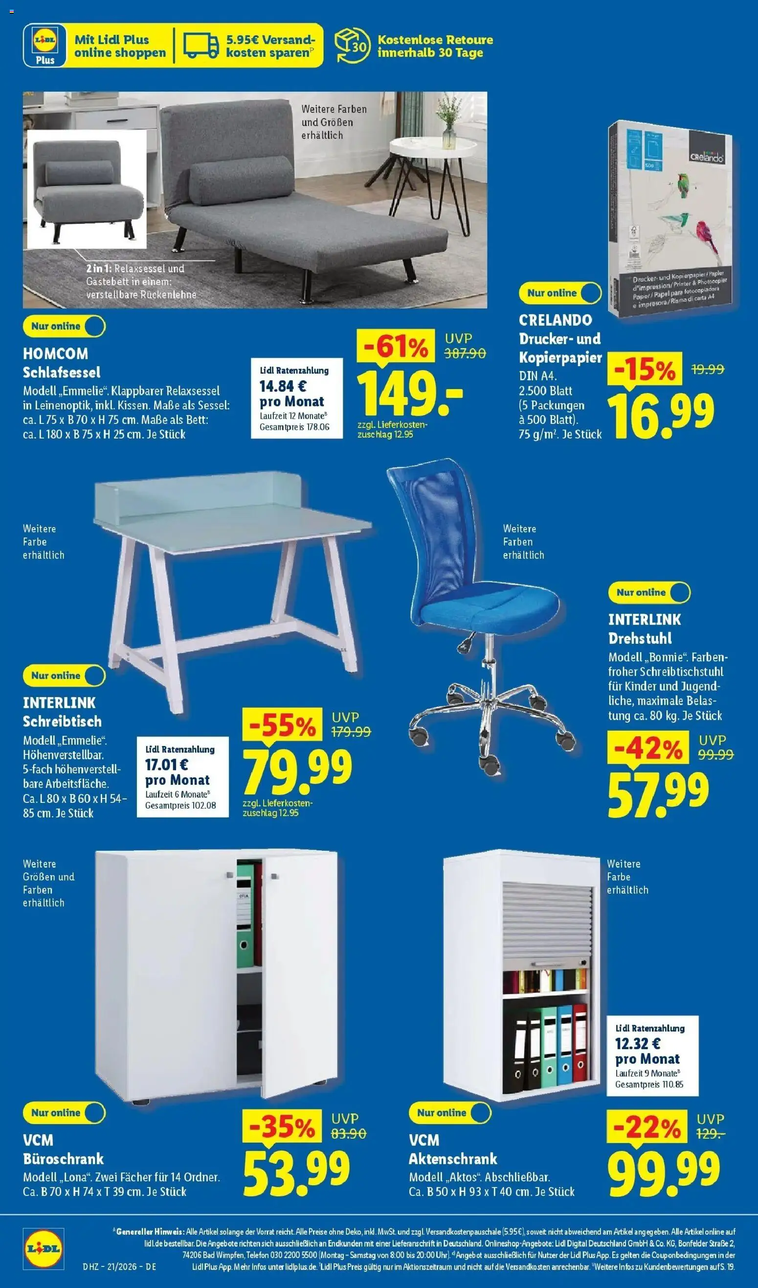 Lidl Prospekt Weikersheim – gültig ab 17.05.2026 | Seite: 10 | Produkte: Bett, Sessel, Telefon, Drucker
