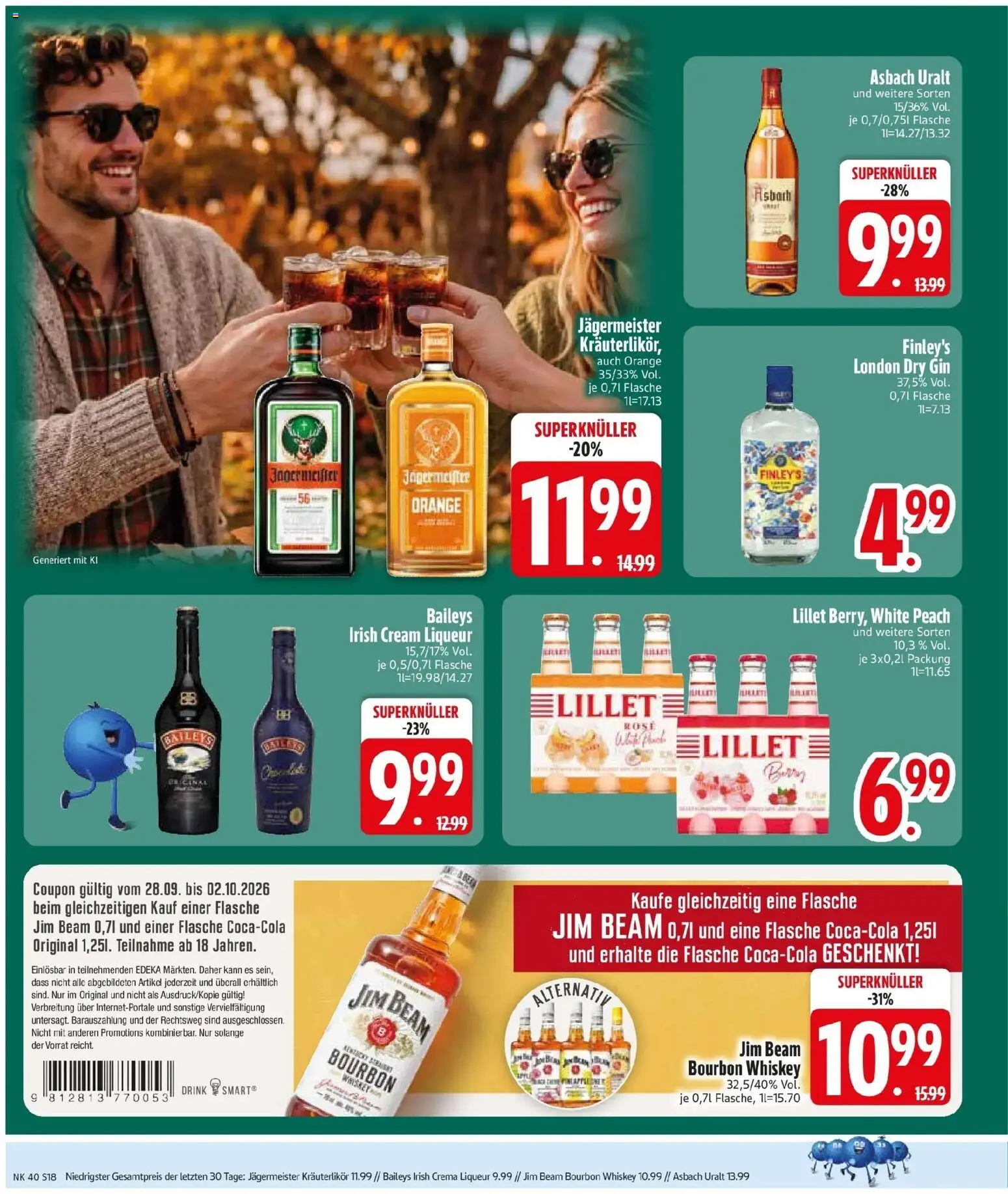 Edeka Prospekt Kirchdorf I.Wald (ab 28.09.2026) » Angebote Online | Seite: 20 | Produkte: Jim beam, Jägermeister, Bourbon, Whiskey