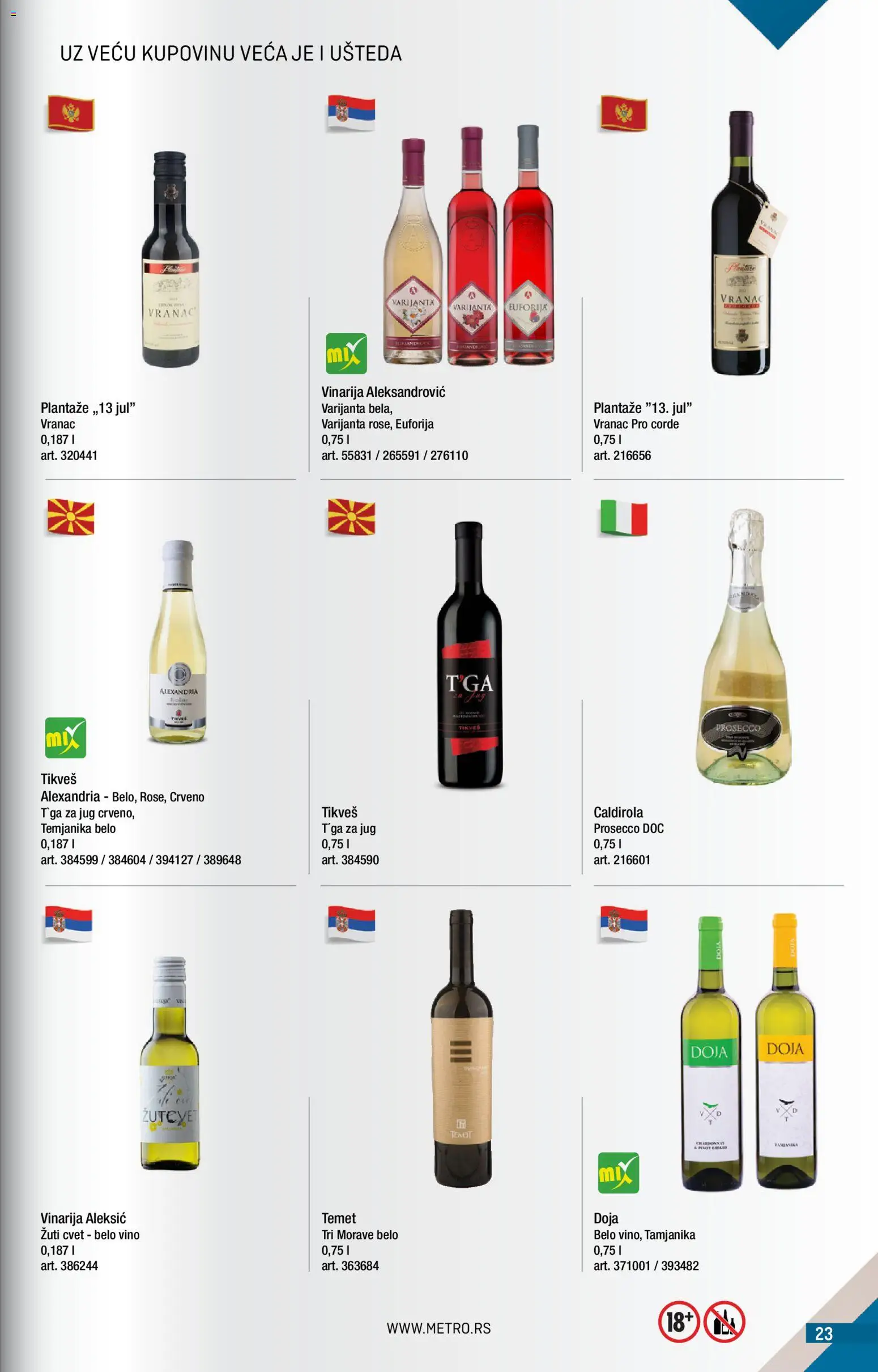 Metro katalog - važi od 01.04.2026 | Strana: 23 | Proizvode: Vranac, Belo vino, Vino
