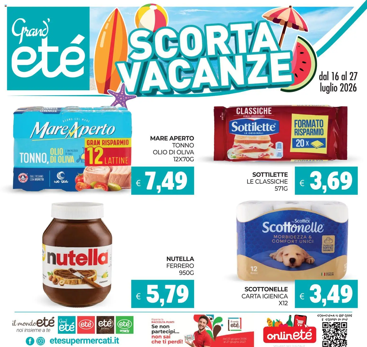 Volantino Eté del 16/07/2026 | Pagina: 1 | Prodotti: Carta igienica, Olio, Tonno, Olio di Oliva