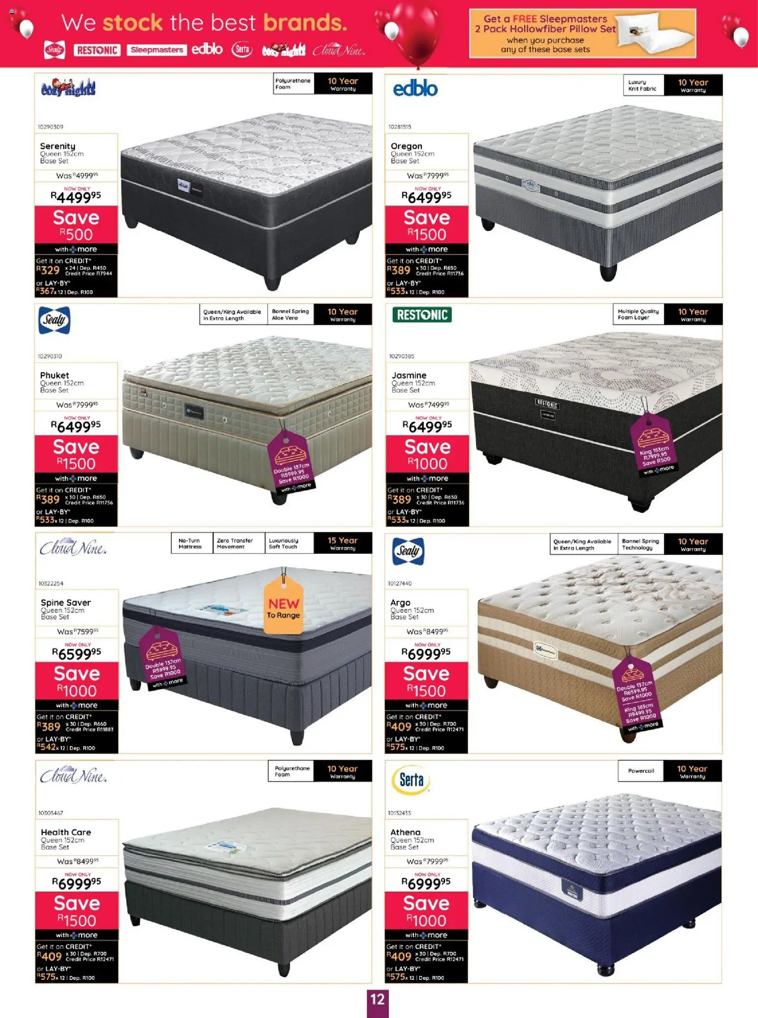 New Bradlows catalogue – valid from 16/07/2026 | Page: 12 | Products: Mattress, Pillow, Stock, Foam
